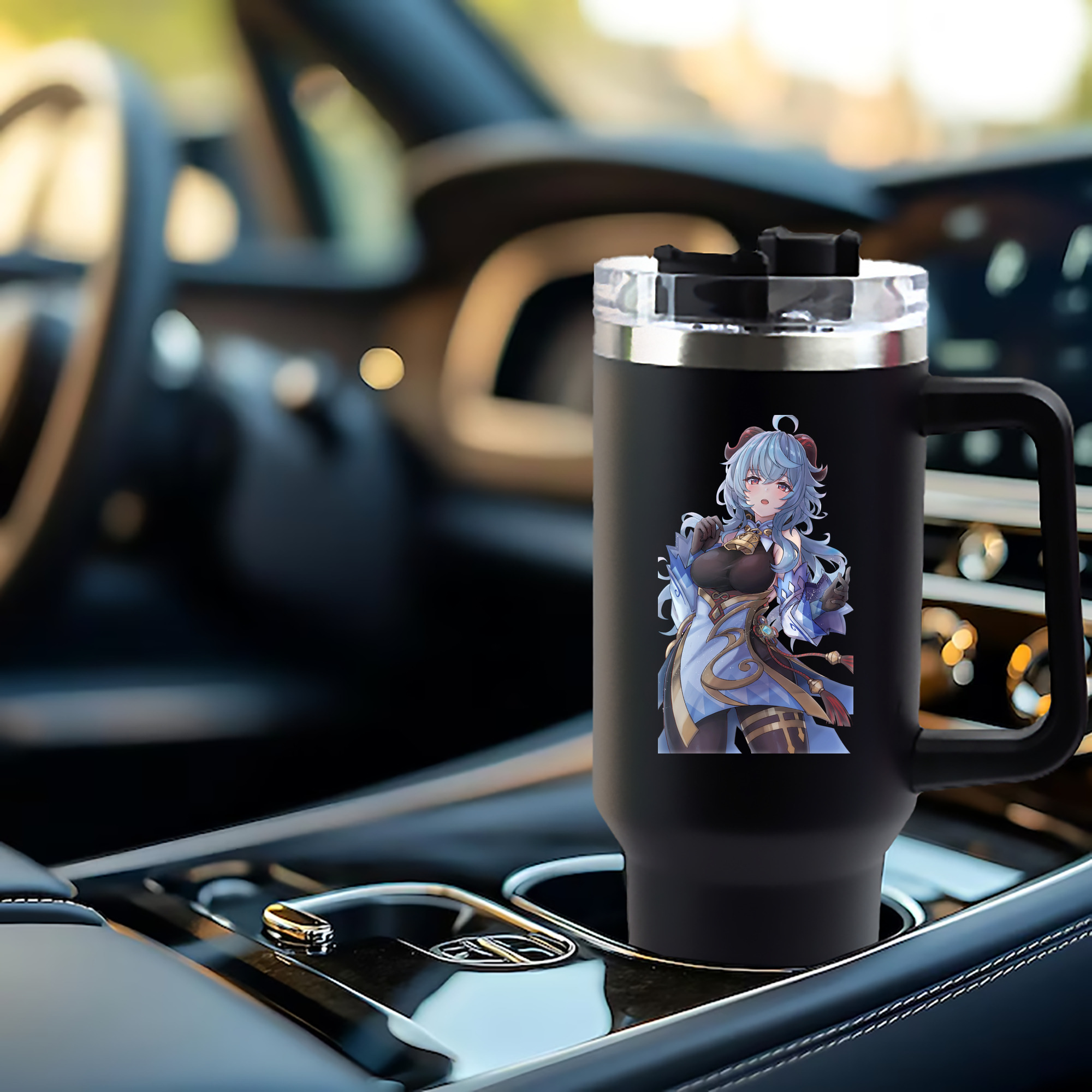げんし神 甘雨 かんう genshin Ganyu 1200mL車用タンブラー - クリスタルステッカー（プラスチックストロー付き）