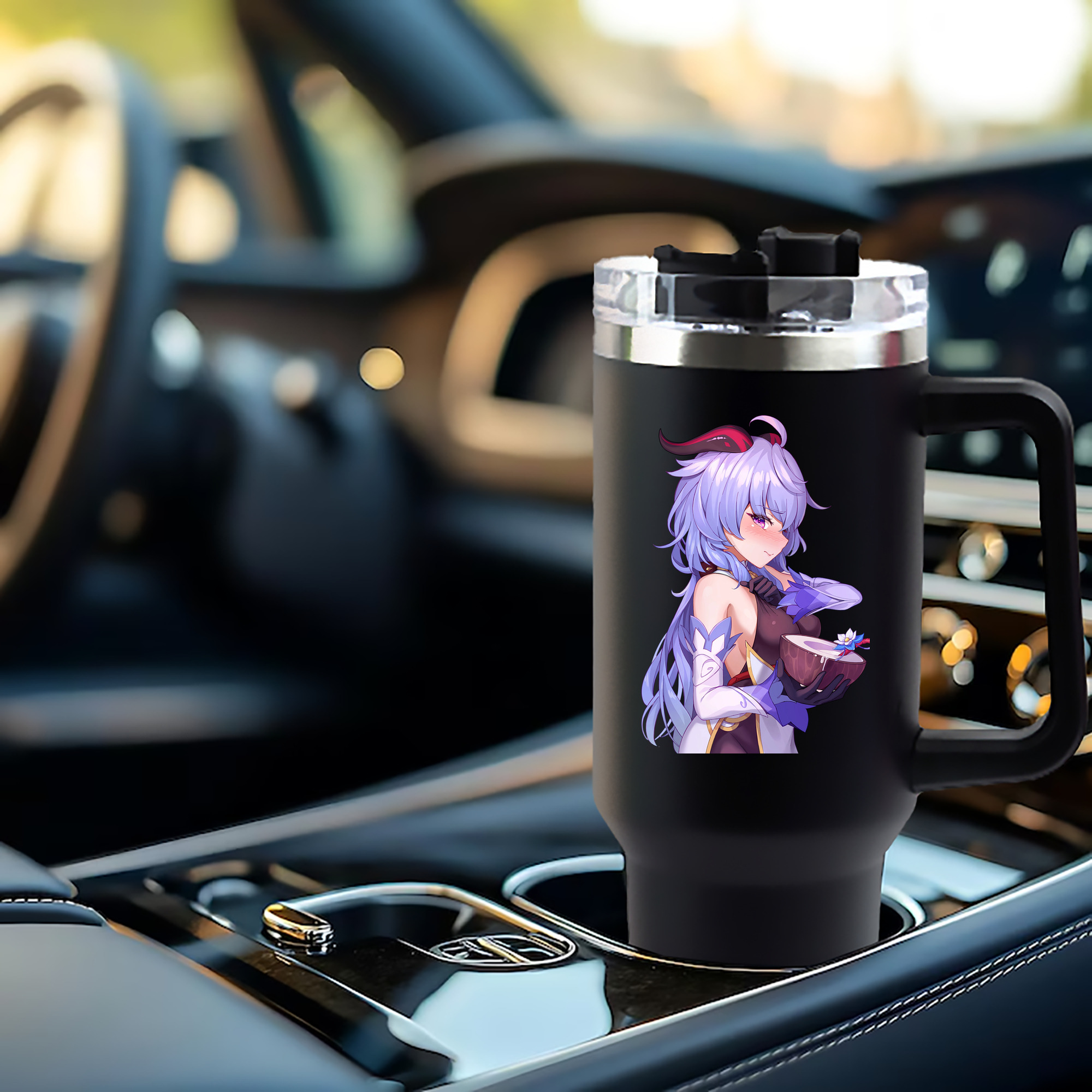 げんし神 甘雨 かんう genshin Ganyu 1200mL車用タンブラー - クリスタルステッカー（プラスチックストロー付き）