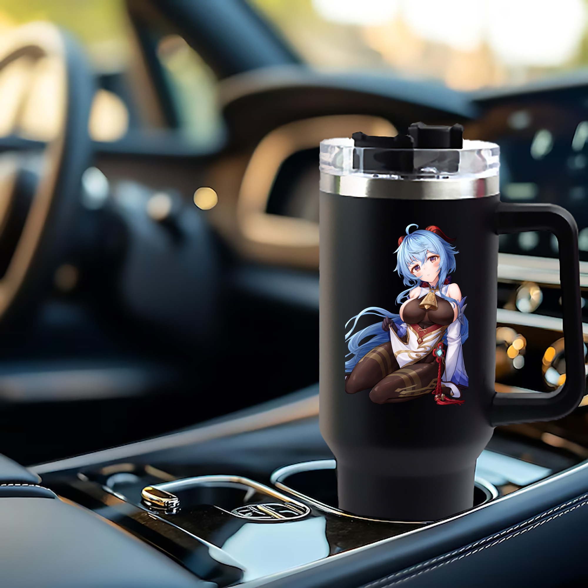げんし神 甘雨 かんう genshin Ganyu 1200mL車用タンブラー - クリスタルステッカー（プラスチックストロー付き）