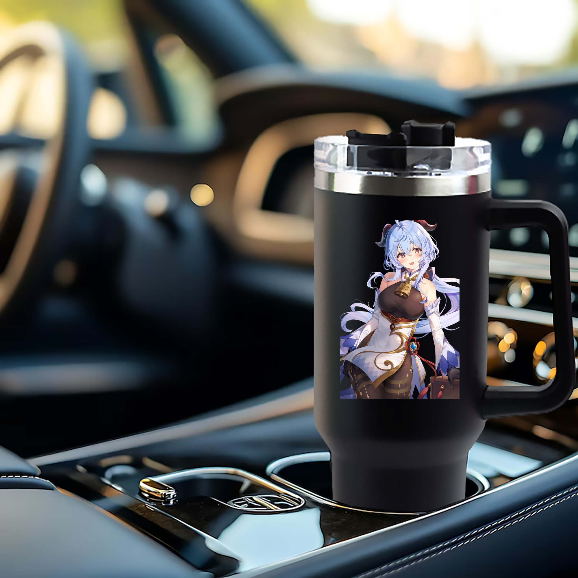 げんし神 甘雨 かんう genshin Ganyu 1200mL車用タンブラー - クリスタルステッカー（プラスチックストロー付き）