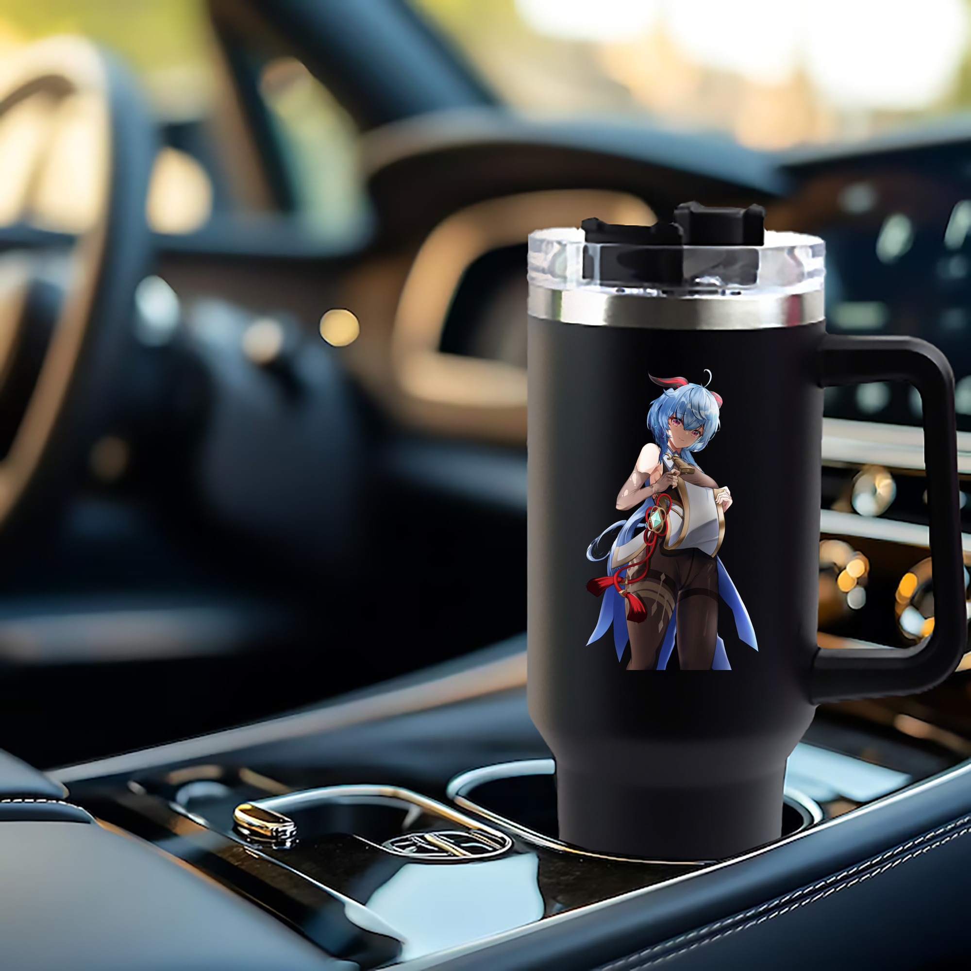 げんし神 甘雨 かんう genshin Ganyu 1200mL車用タンブラー - クリスタルステッカー（プラスチックストロー付き）