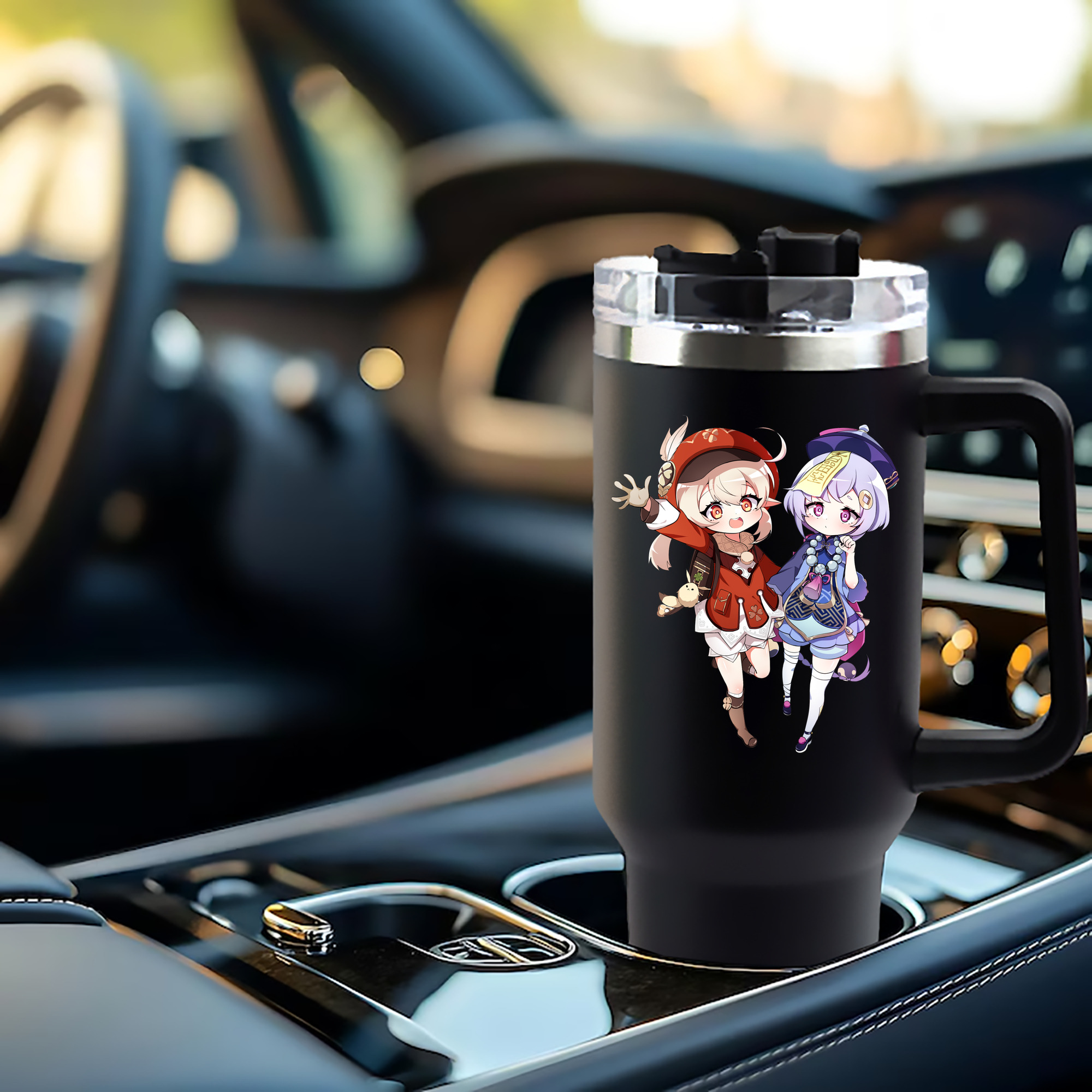 げんし神 七七 なな  genshin Nana 1200mL車用タンブラー - クリスタルステッカー（プラスチックストロー付き）