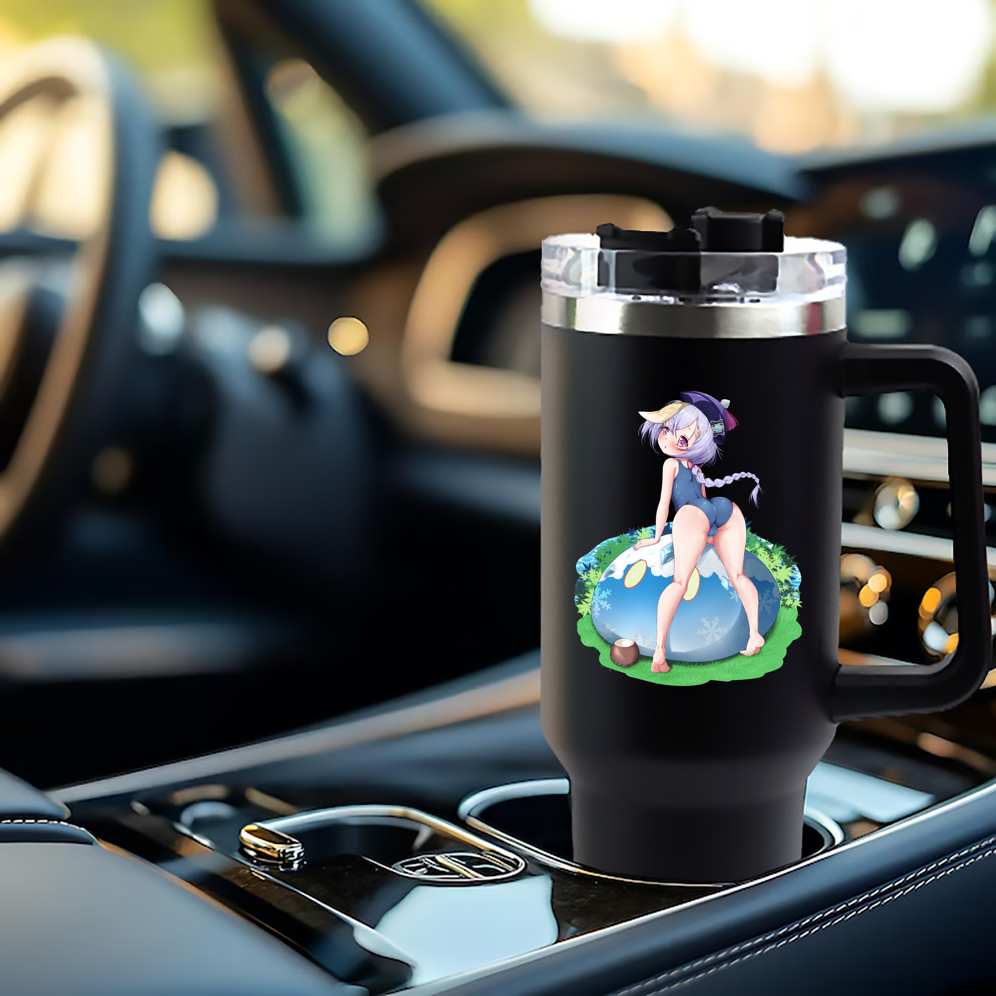 げんし神 七七 なな  genshin Nana 1200mL車用タンブラー - クリスタルステッカー（プラスチックストロー付き）