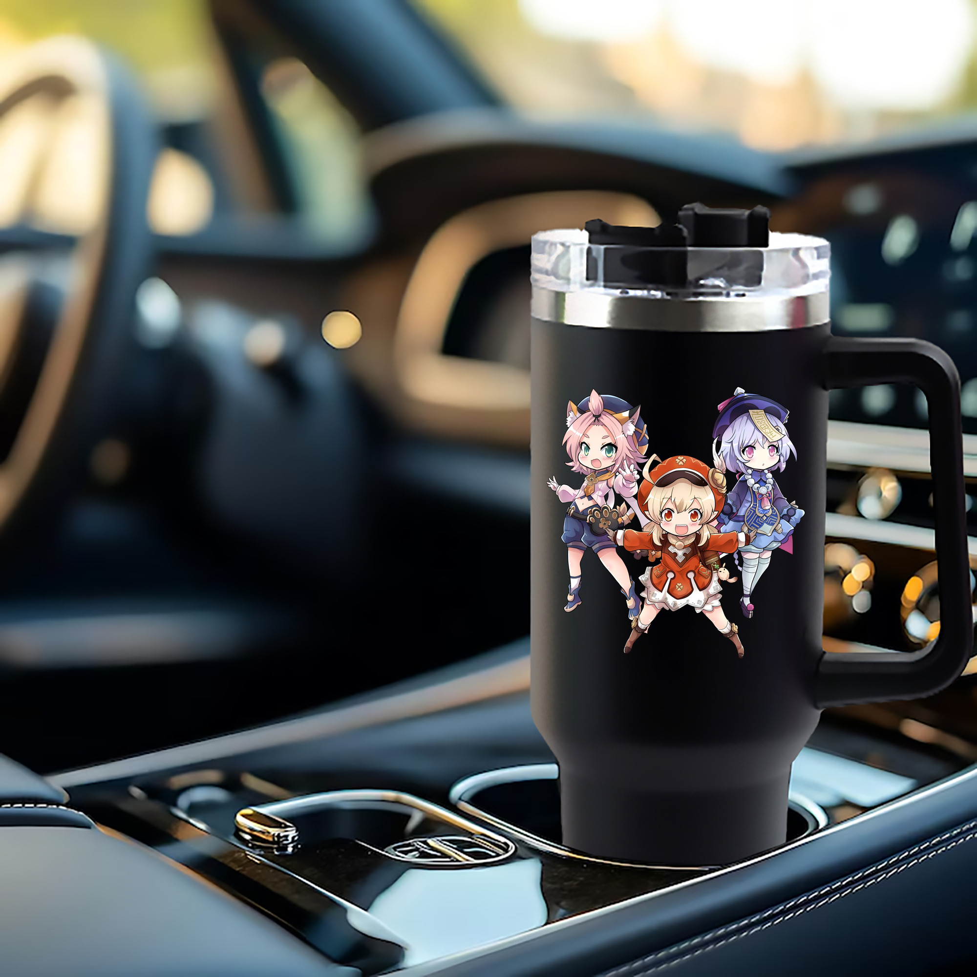 げんし神 七七 なな  genshin Nana 1200mL車用タンブラー - クリスタルステッカー（プラスチックストロー付き）