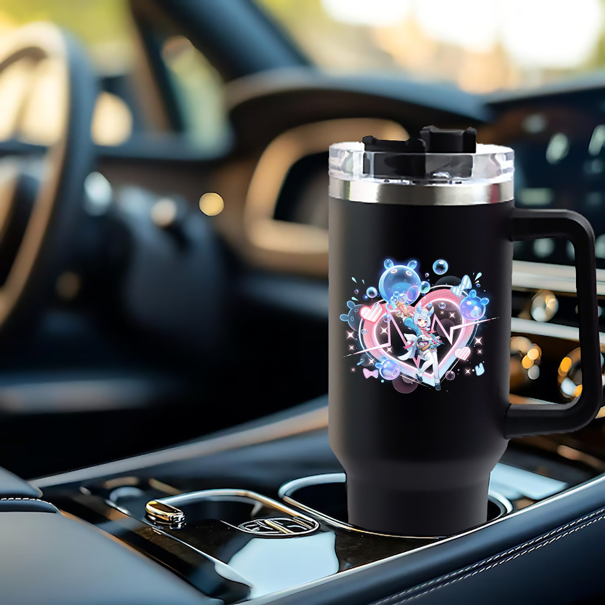 げんし神 シゲウィン genshin Shigewin 1200mL車用タンブラー - クリスタルステッカー（プラスチックストロー付き）