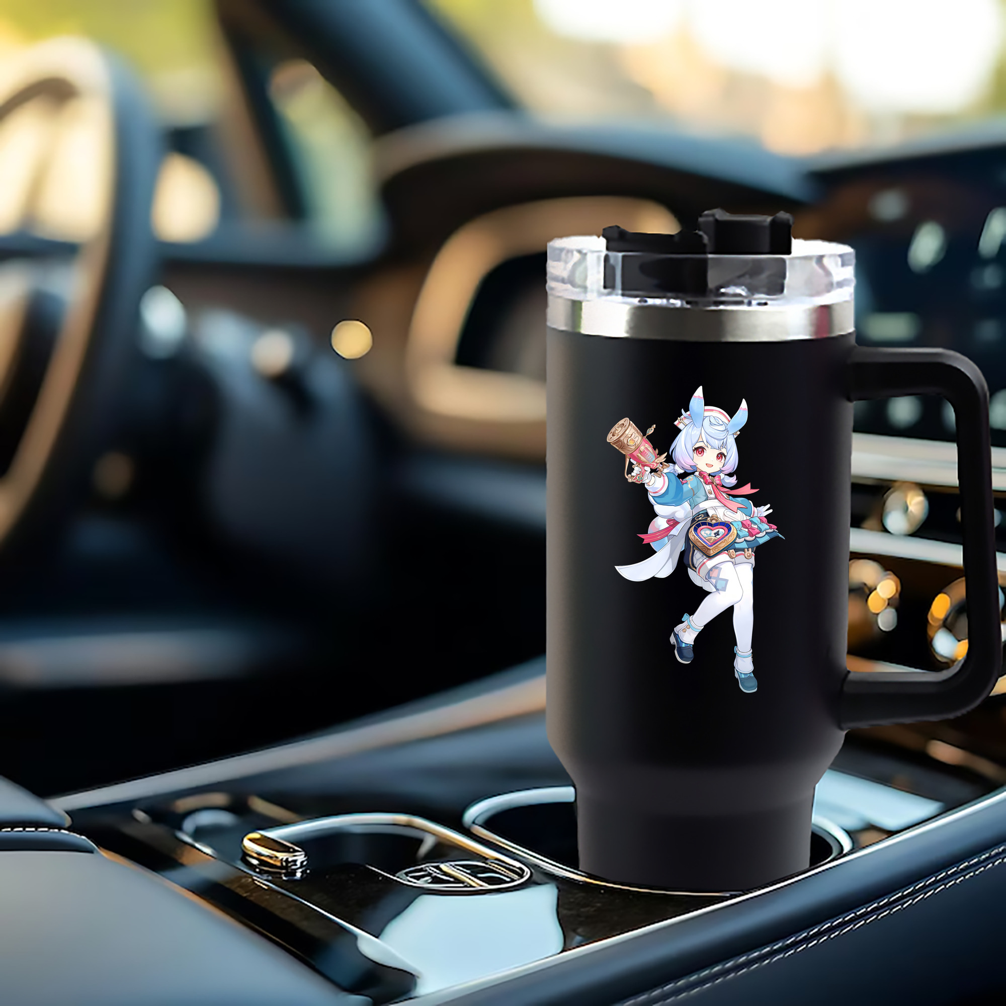 げんし神 シゲウィン genshin Shigewin 1200mL車用タンブラー - クリスタルステッカー（プラスチックストロー付き）