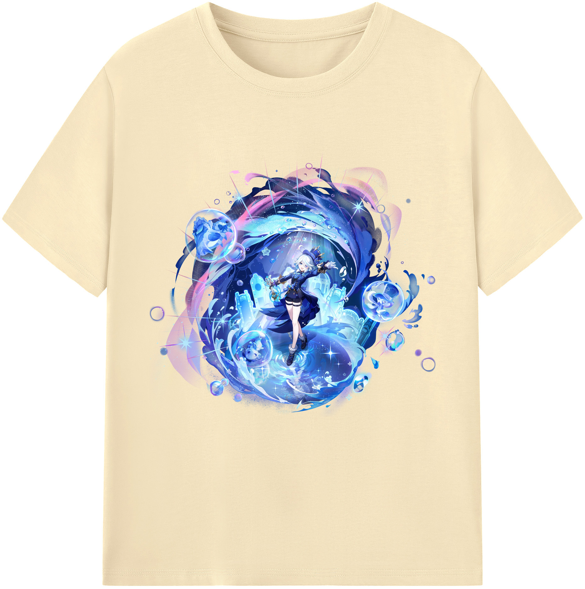げんし神 フリーナ genshin Furina 綿100％半袖Tシャツ（フロントプリント）