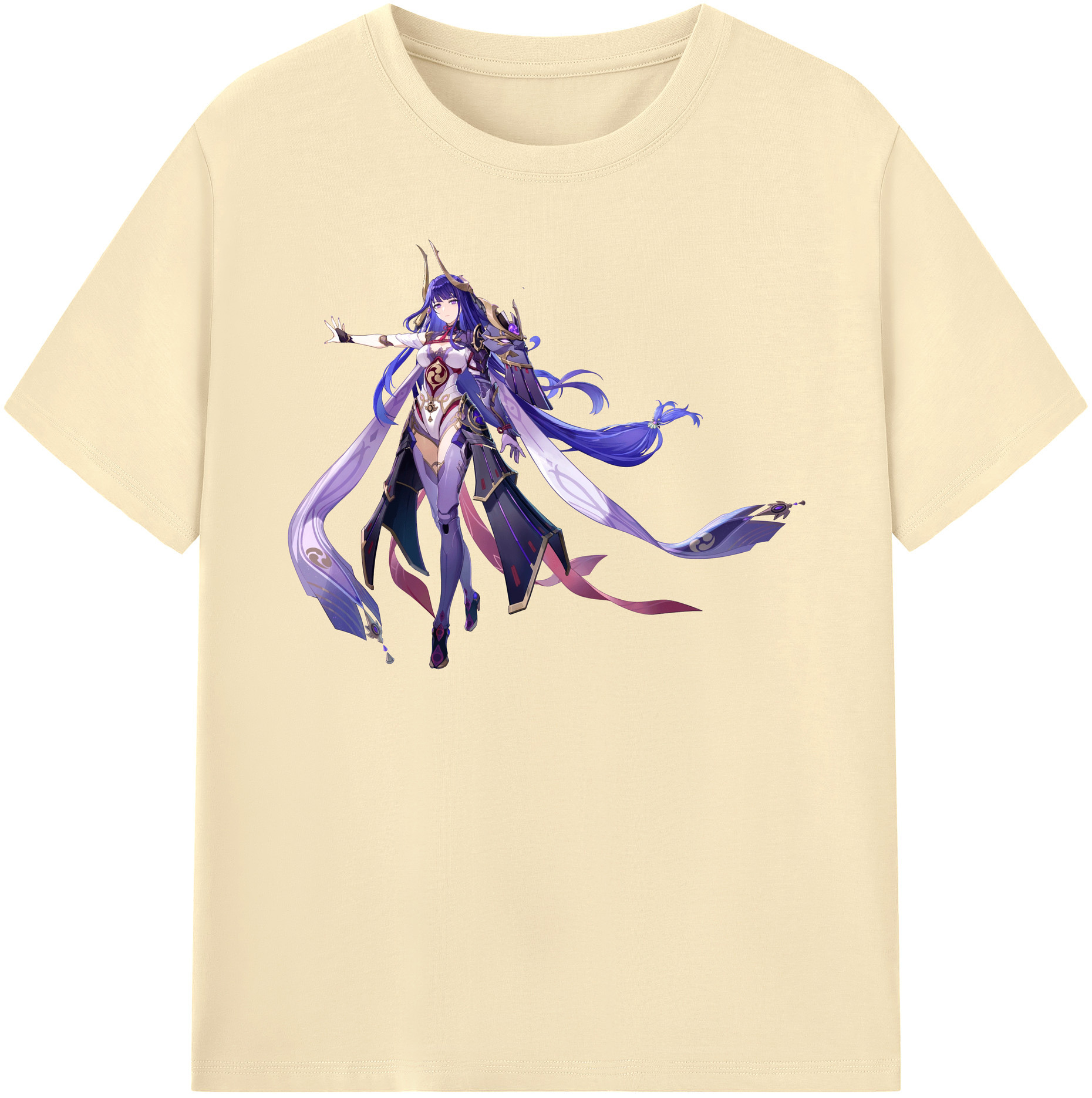 げんし神 雷電将軍 らいでんしょうぐん genshin Raiden Shogun 綿100％半袖Tシャツ（フロントプリント）