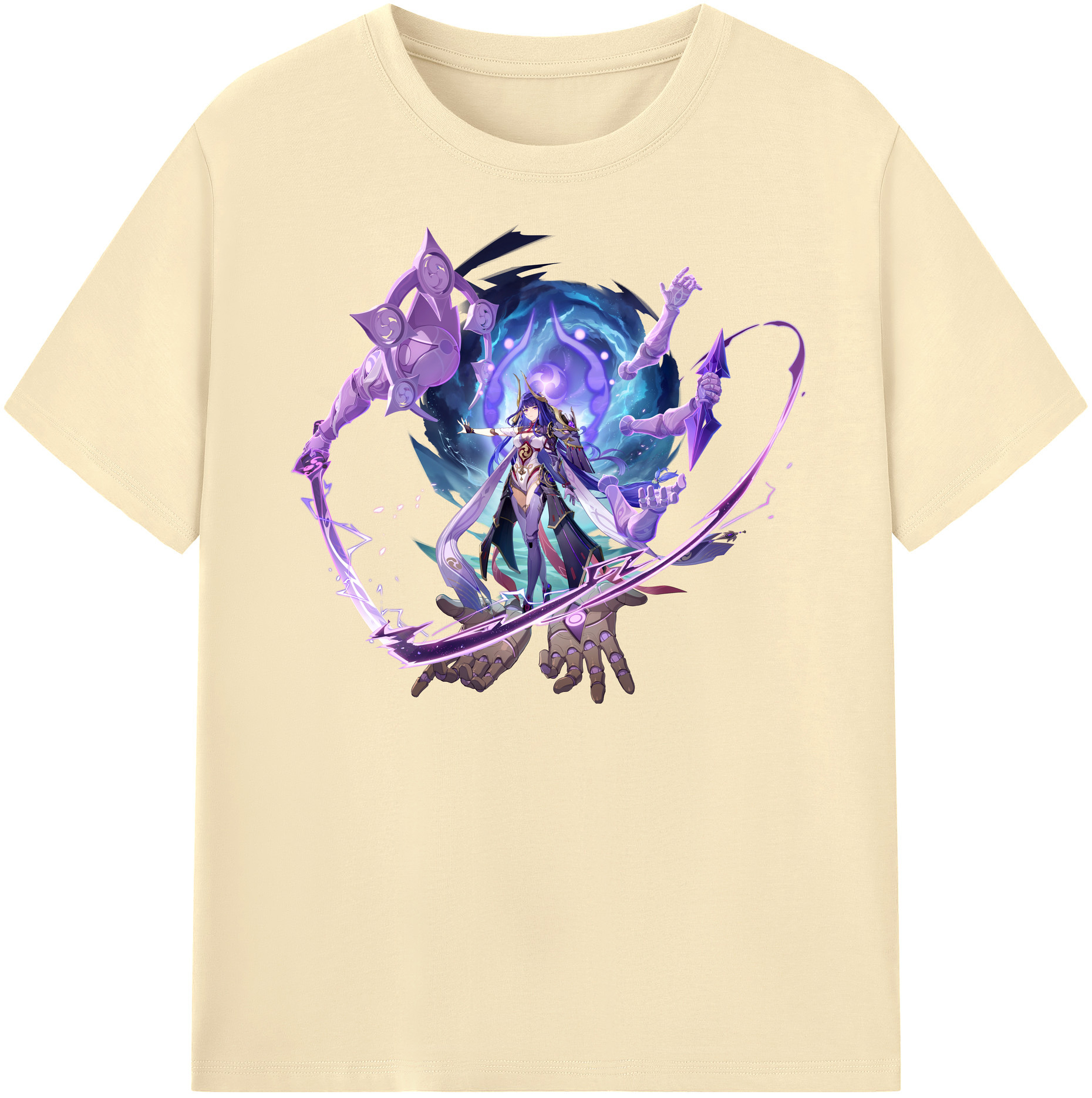 げんし神 雷電将軍 らいでんしょうぐん genshin Raiden Shogun 綿100％半袖Tシャツ（フロントプリント）