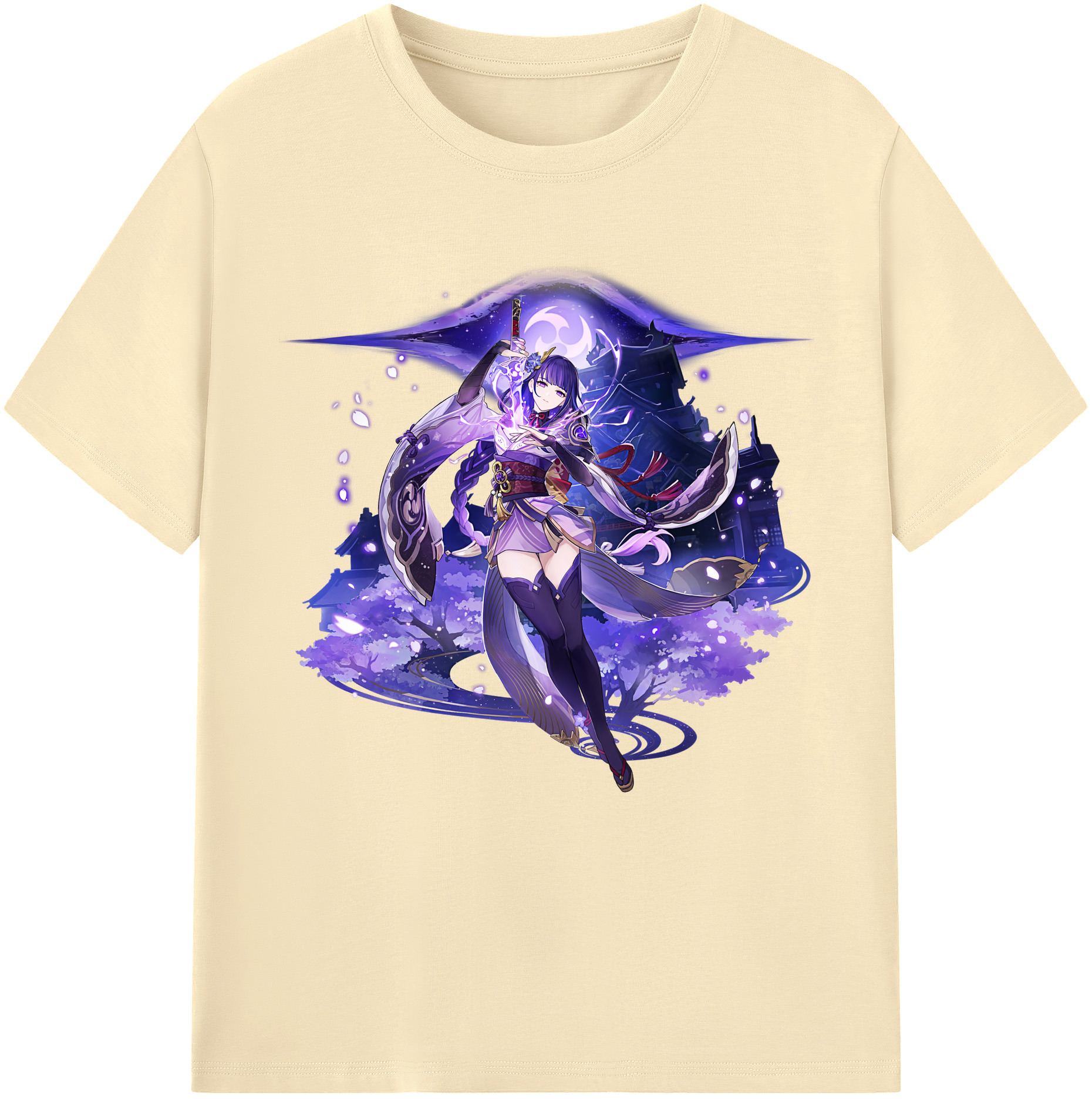 げんし神 雷電将軍 らいでんしょうぐん genshin Raiden Shogun 綿100％半袖Tシャツ（フロントプリント）
