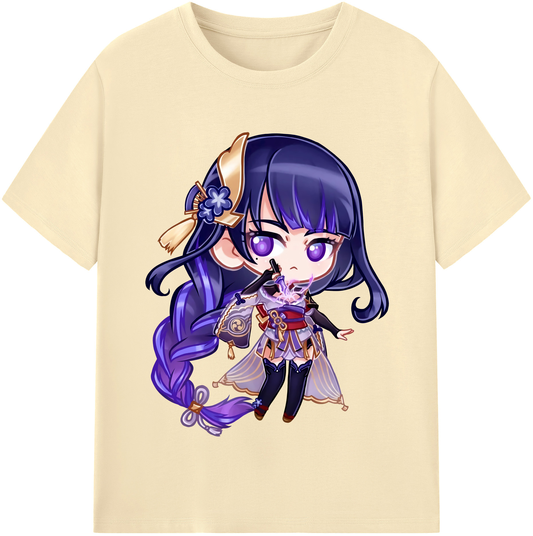 げんし神 雷電将軍 らいでんしょうぐん genshin Raiden Shogun 綿100％半袖Tシャツ（フロントプリント）