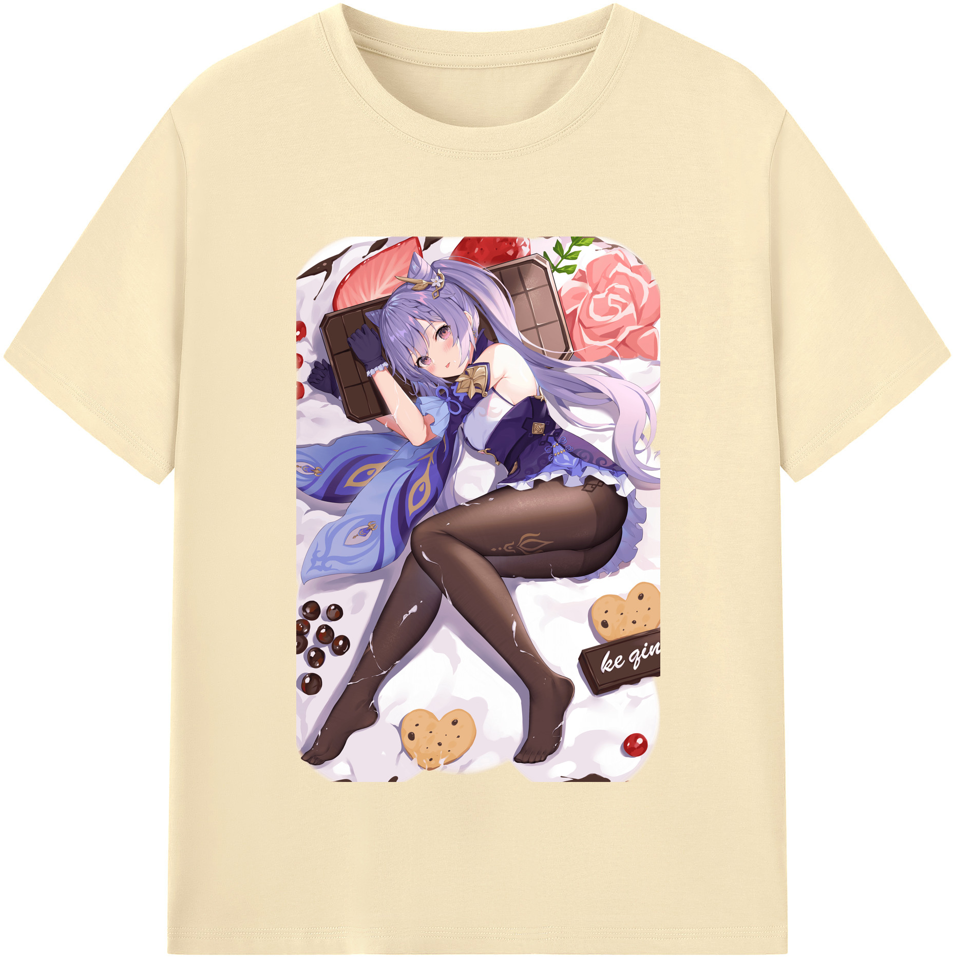 げんし神 刻晴 こくせい genshin Kokusei 綿100％半袖Tシャツ（フロントプリント）