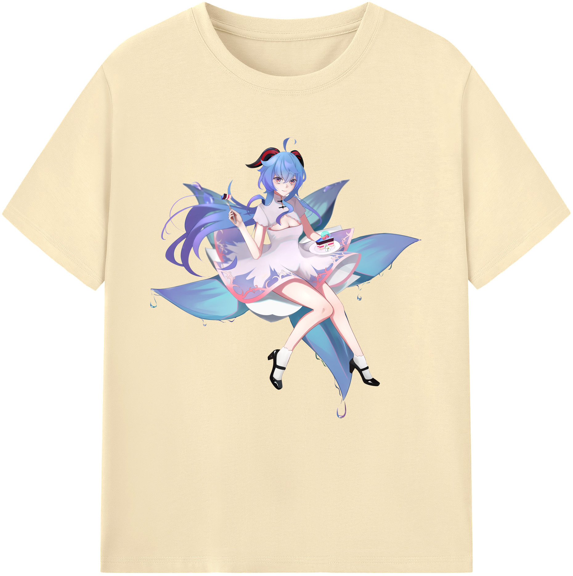 げんし神 甘雨 かんう genshin Ganyu 綿100％半袖Tシャツ（フロントプリント）