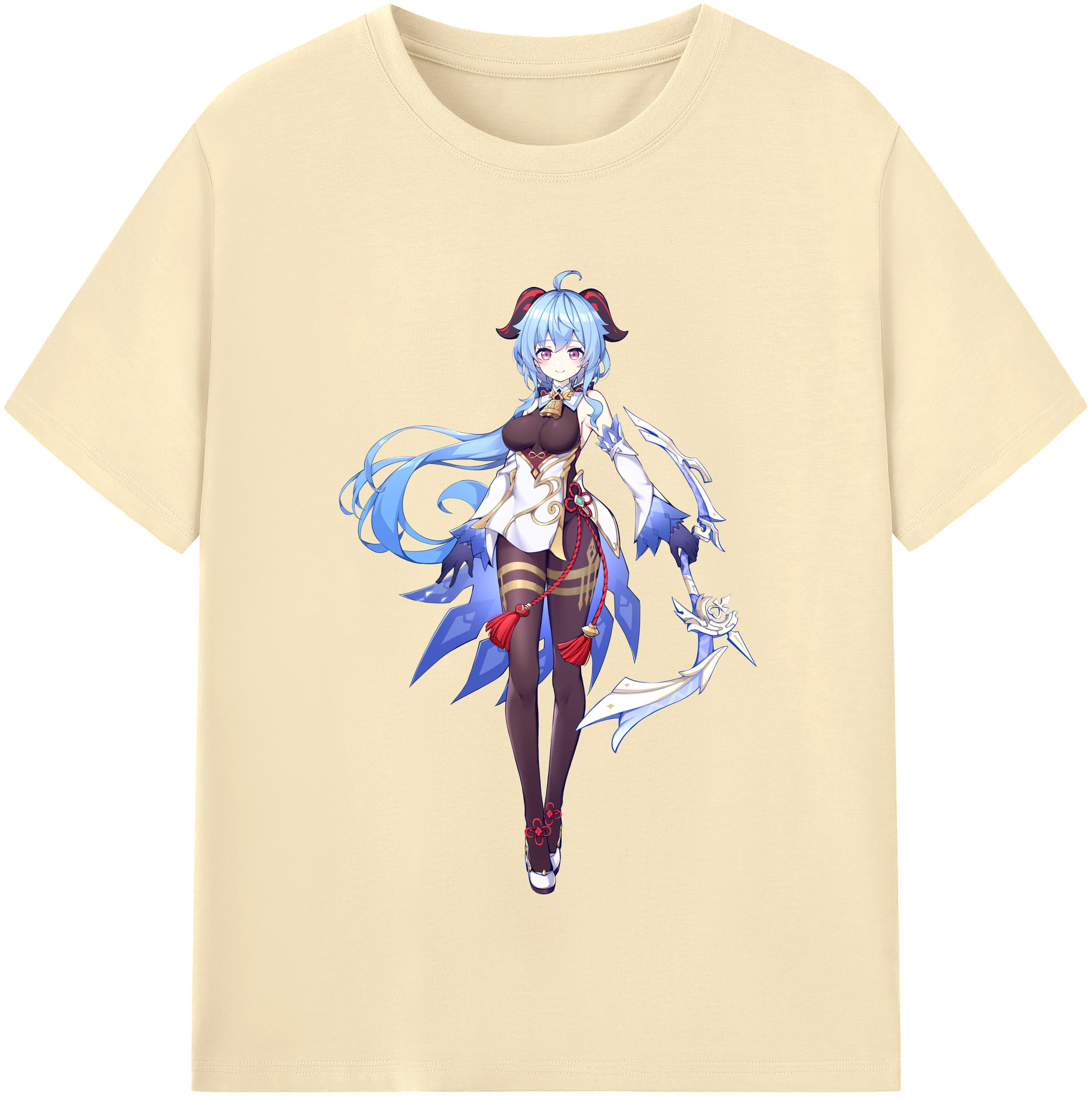 げんし神 甘雨 かんう genshin Ganyu 綿100％半袖Tシャツ（フロントプリント）