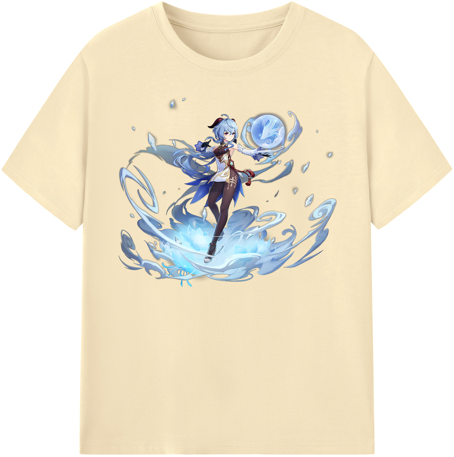 げんし神 甘雨 かんう genshin Ganyu 綿100％半袖Tシャツ（フロントプリント）