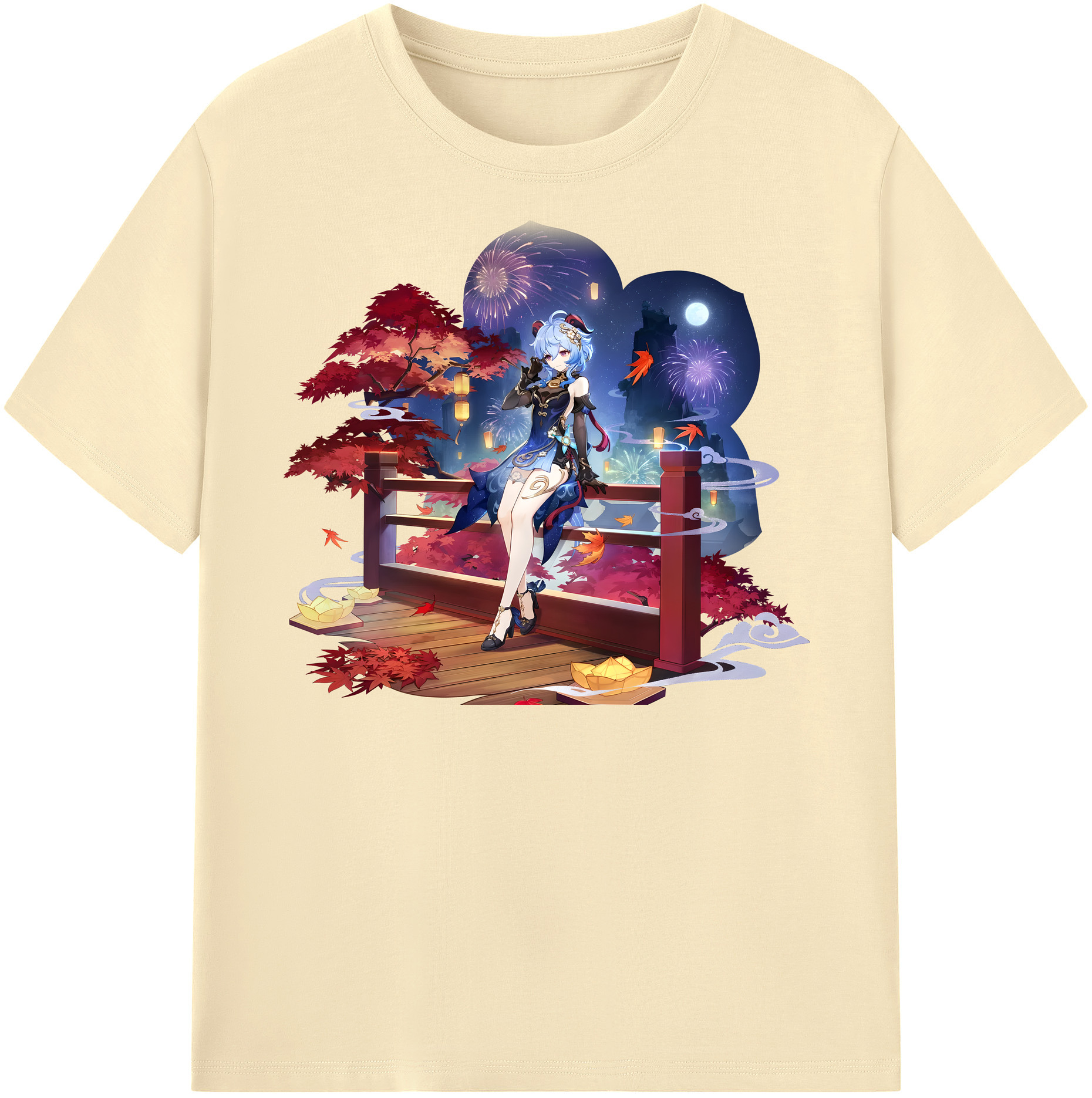 げんし神 甘雨 かんう genshin Ganyu 綿100％半袖Tシャツ（フロントプリント）