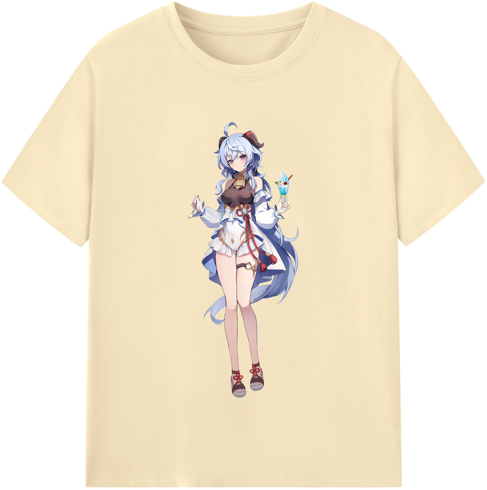 げんし神 甘雨 かんう genshin Ganyu 綿100％半袖Tシャツ（フロントプリント）