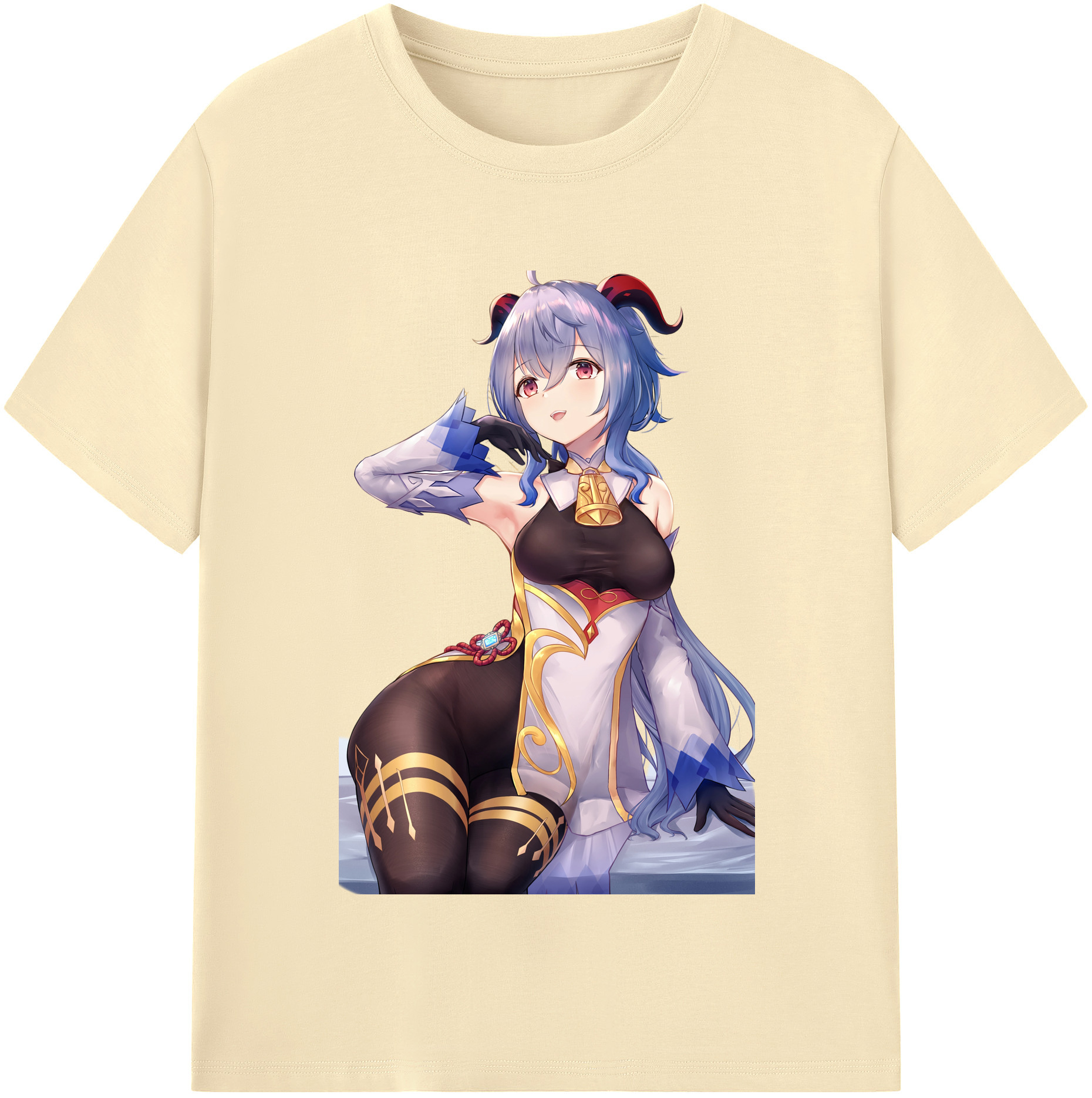 げんし神 甘雨 かんう genshin Ganyu 綿100％半袖Tシャツ（フロントプリント）