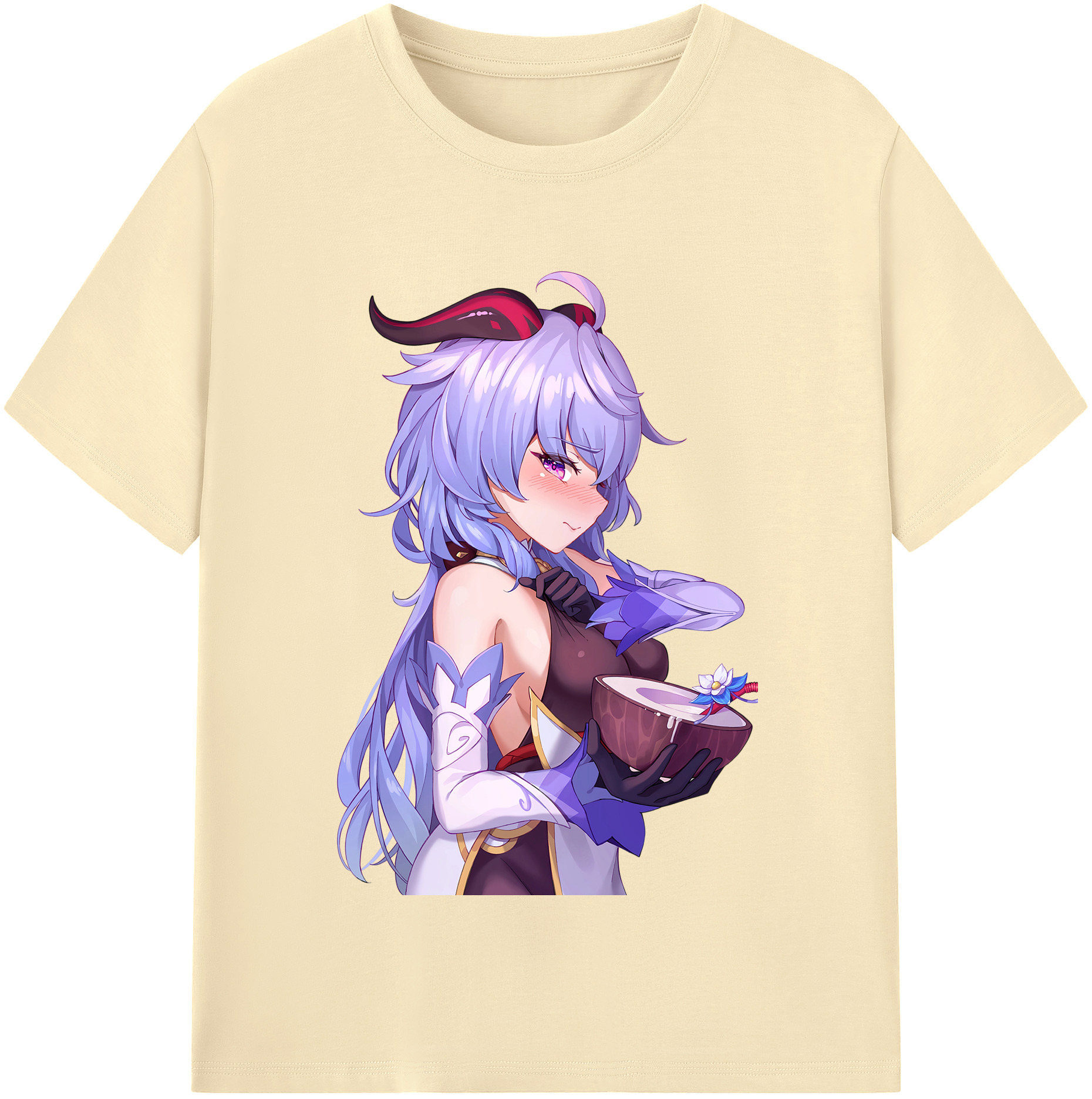 げんし神 甘雨 かんう genshin Ganyu 綿100％半袖Tシャツ（フロントプリント）