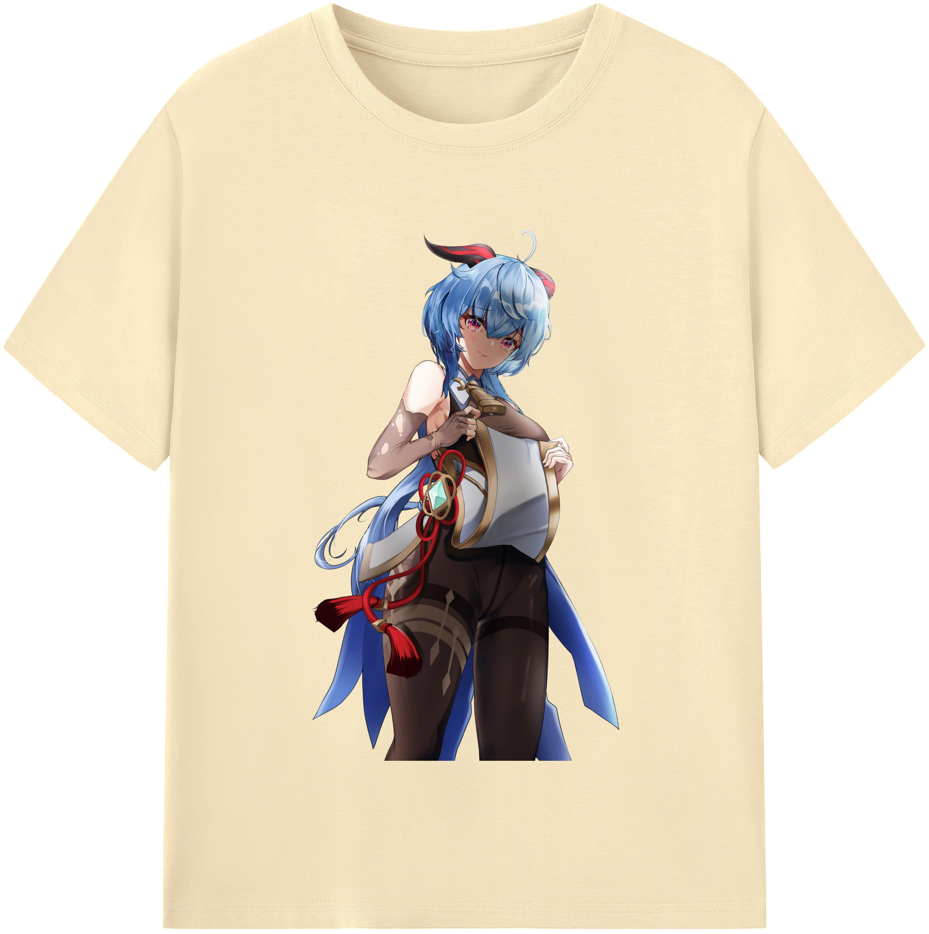 げんし神 甘雨 かんう genshin Ganyu 綿100％半袖Tシャツ（フロントプリント）