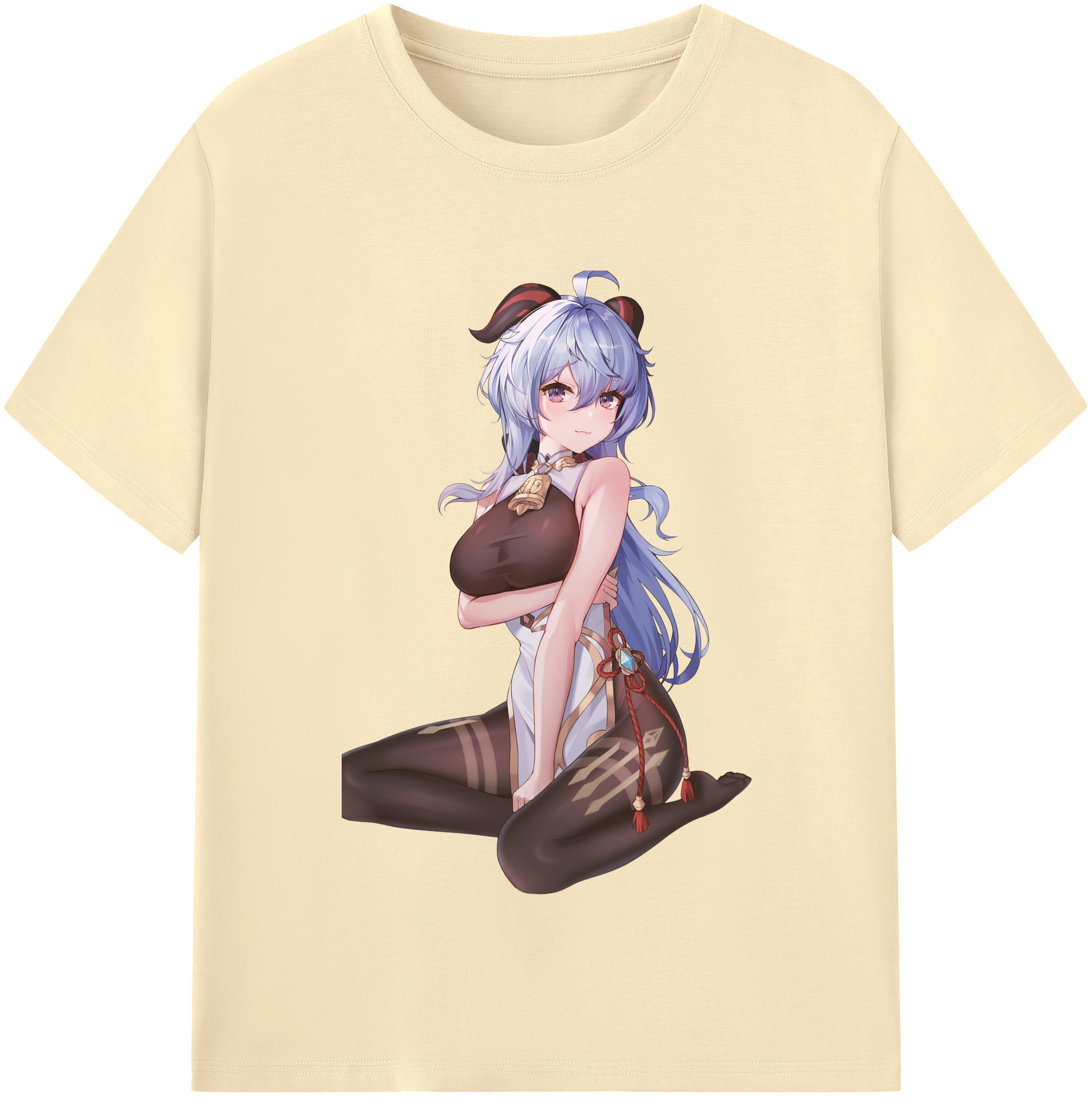 げんし神 甘雨 かんう genshin Ganyu 綿100％半袖Tシャツ（フロントプリント）