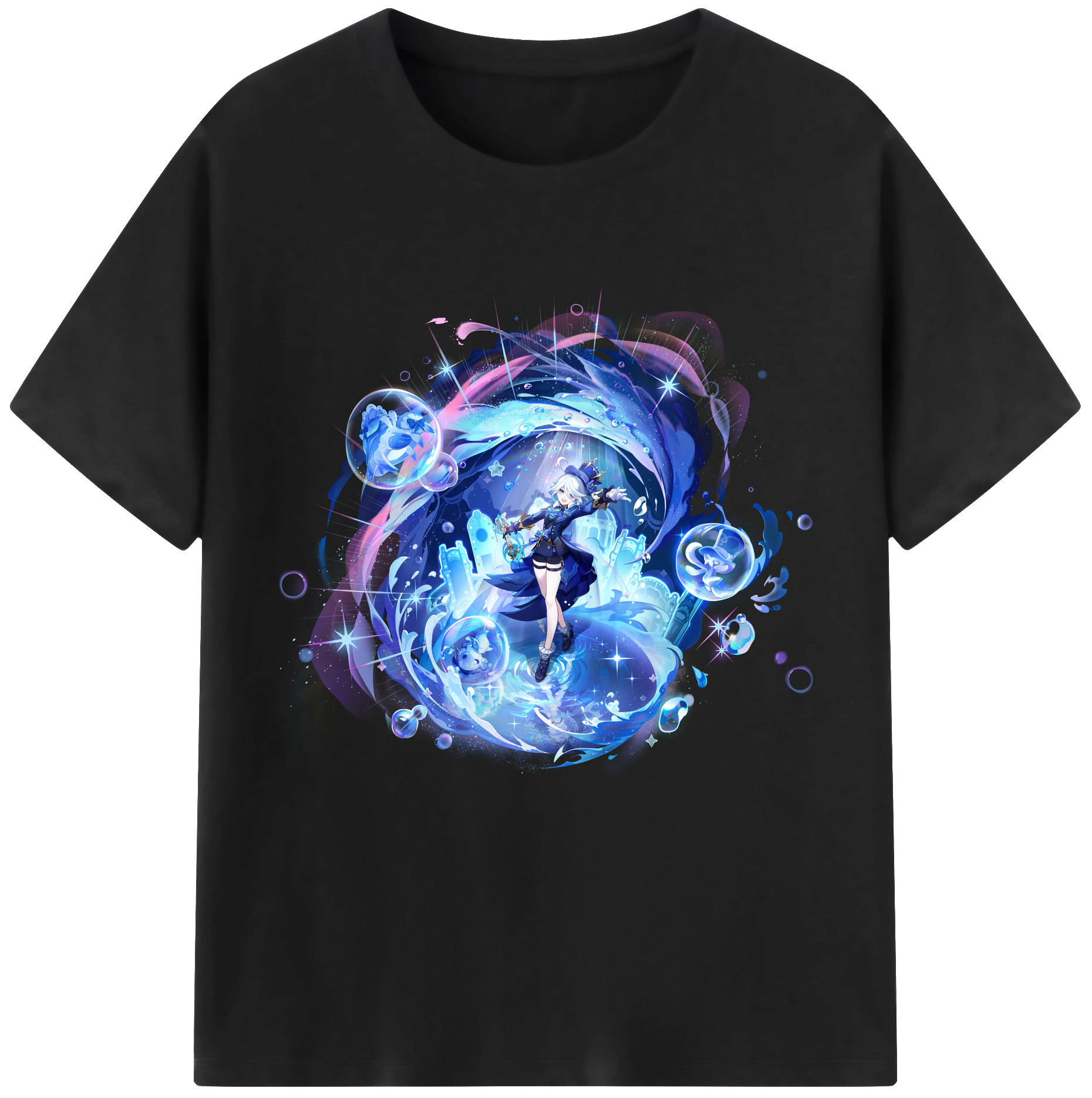 げんし神 フリーナ genshin Furina 綿100％半袖Tシャツ（フロントプリント）