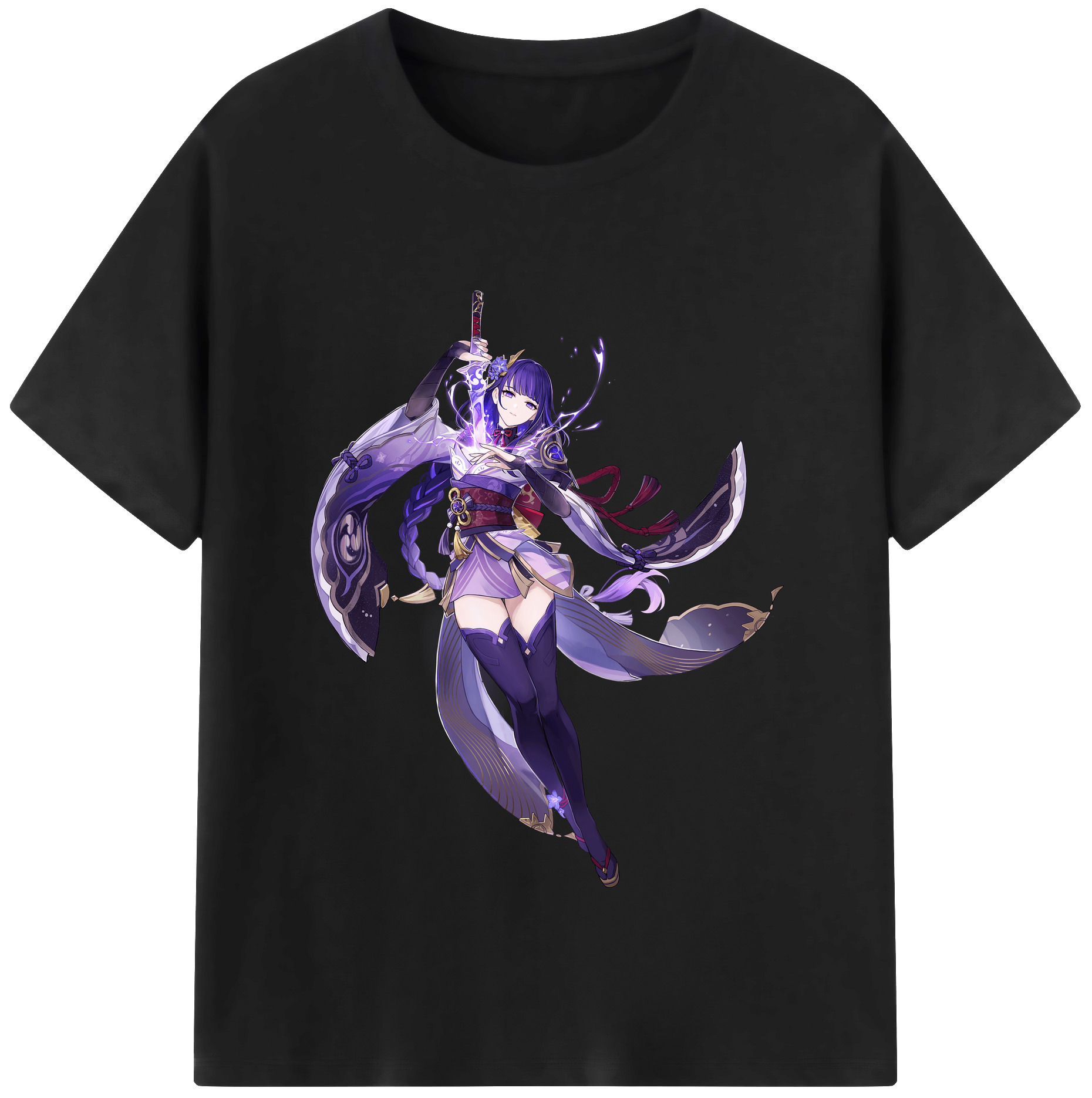 げんし神 雷電将軍 らいでんしょうぐん genshin Raiden Shogun 綿100％半袖Tシャツ（フロントプリント）