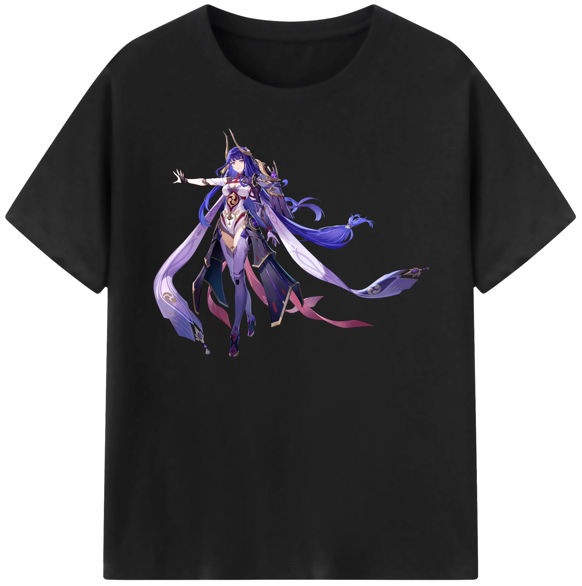 げんし神 雷電将軍 らいでんしょうぐん genshin Raiden Shogun 綿100％半袖Tシャツ（フロントプリント）