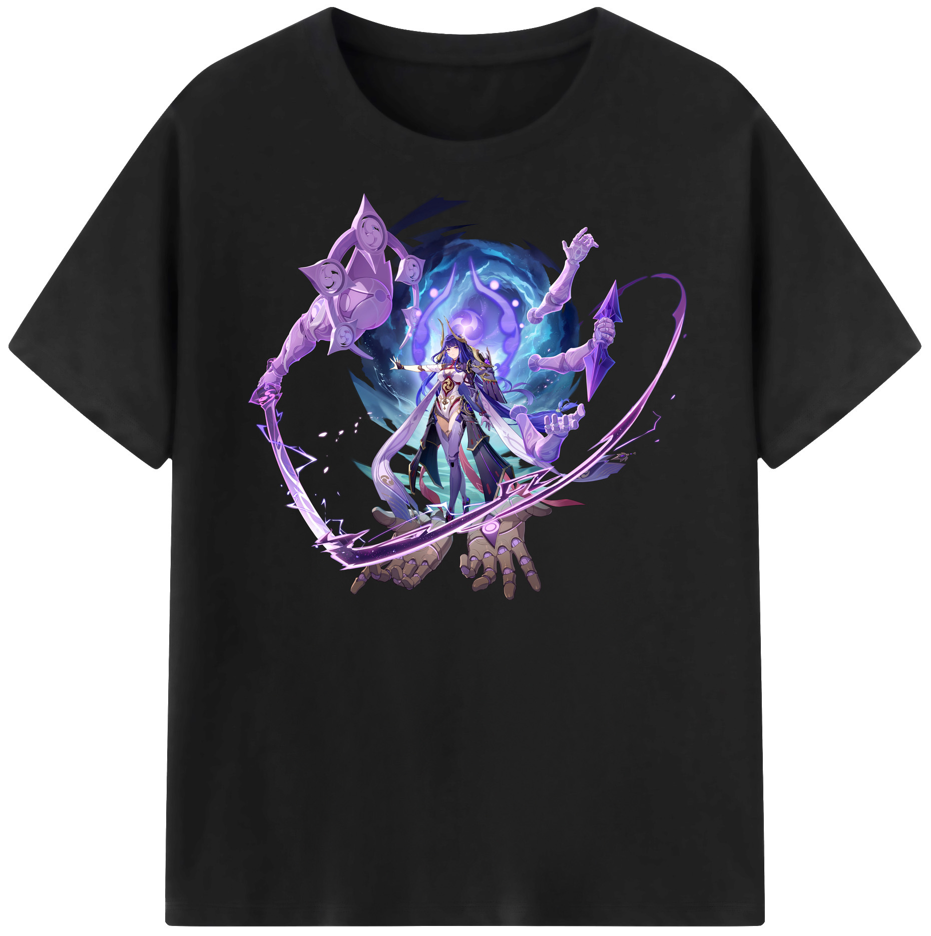 げんし神 雷電将軍 らいでんしょうぐん genshin Raiden Shogun 綿100％半袖Tシャツ（フロントプリント）