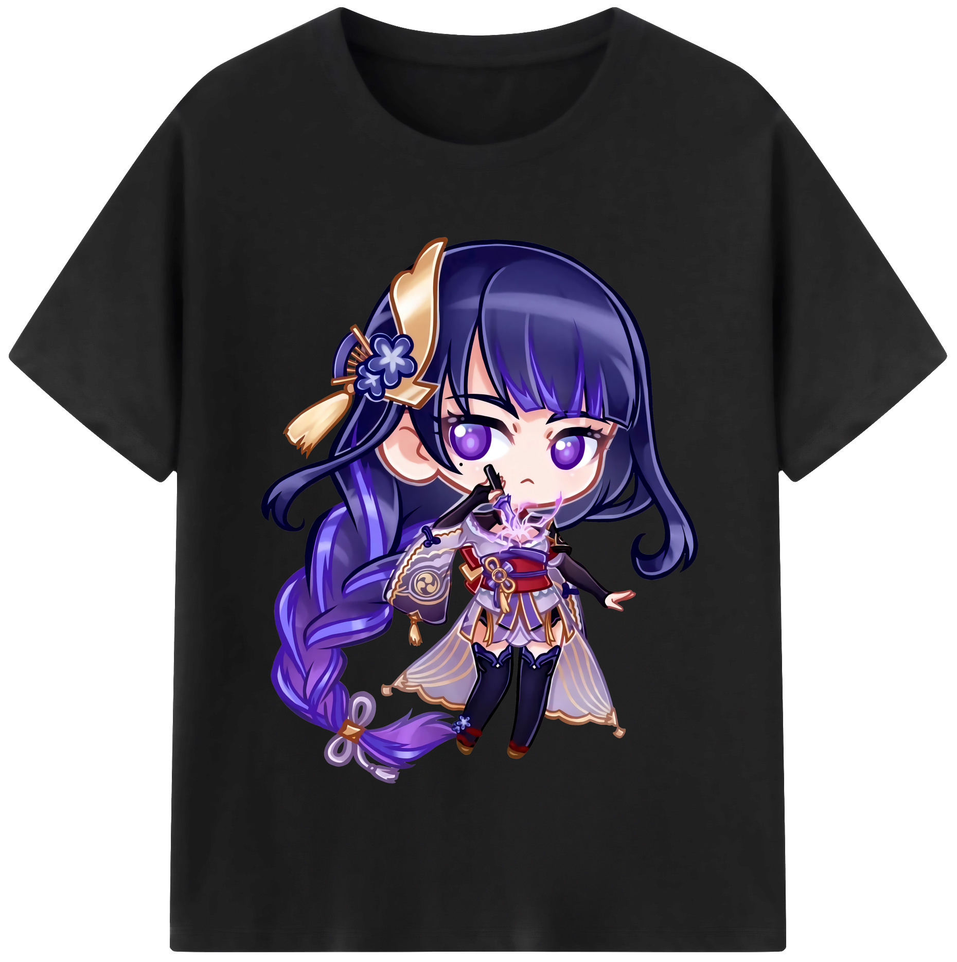 げんし神 雷電将軍 らいでんしょうぐん genshin Raiden Shogun 綿100％半袖Tシャツ（フロントプリント）
