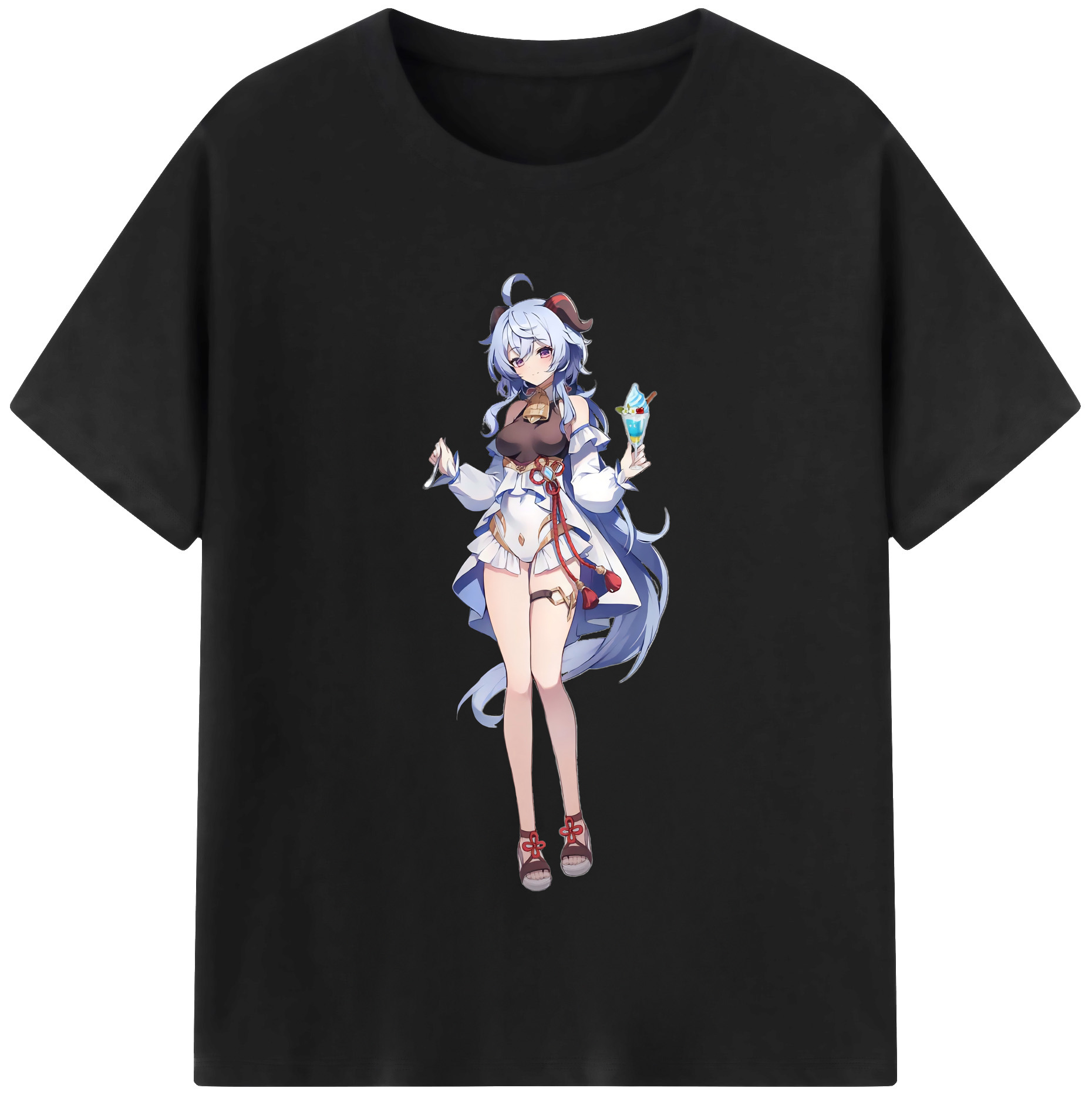 げんし神 甘雨 かんう genshin Ganyu 綿100％半袖Tシャツ（フロントプリント）