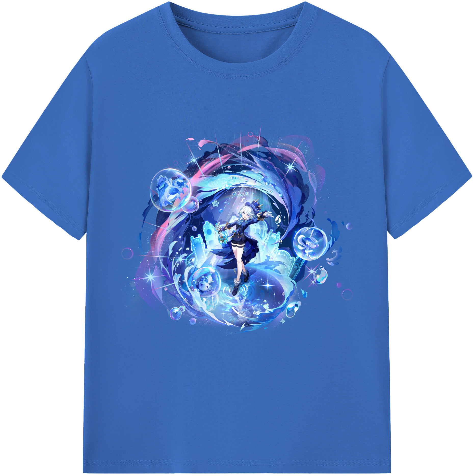 げんし神 フリーナ genshin Furina 綿100％半袖Tシャツ（フロントプリント）