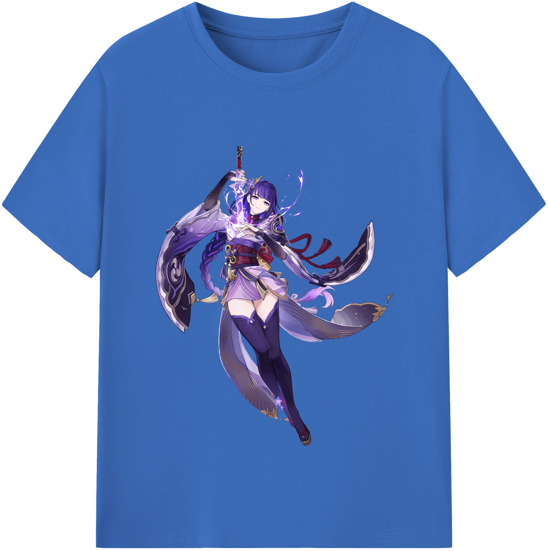げんし神 雷電将軍 らいでんしょうぐん genshin Raiden Shogun 綿100％半袖Tシャツ（フロントプリント）