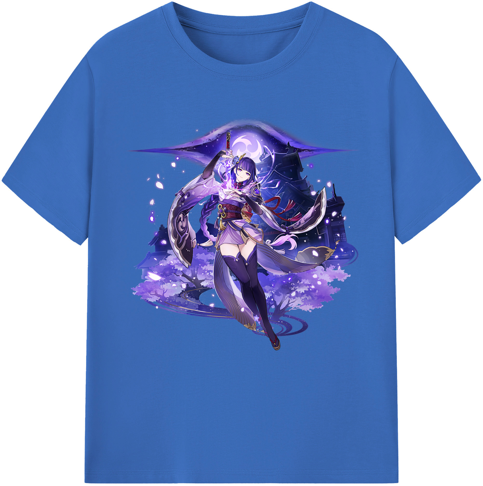 げんし神 雷電将軍 らいでんしょうぐん genshin Raiden Shogun 綿100％半袖Tシャツ（フロントプリント）