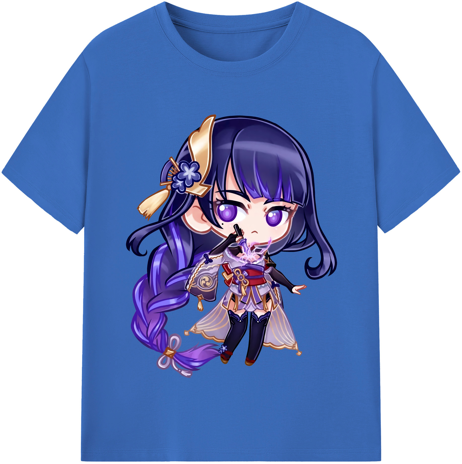 げんし神 雷電将軍 らいでんしょうぐん genshin Raiden Shogun 綿100％半袖Tシャツ（フロントプリント）