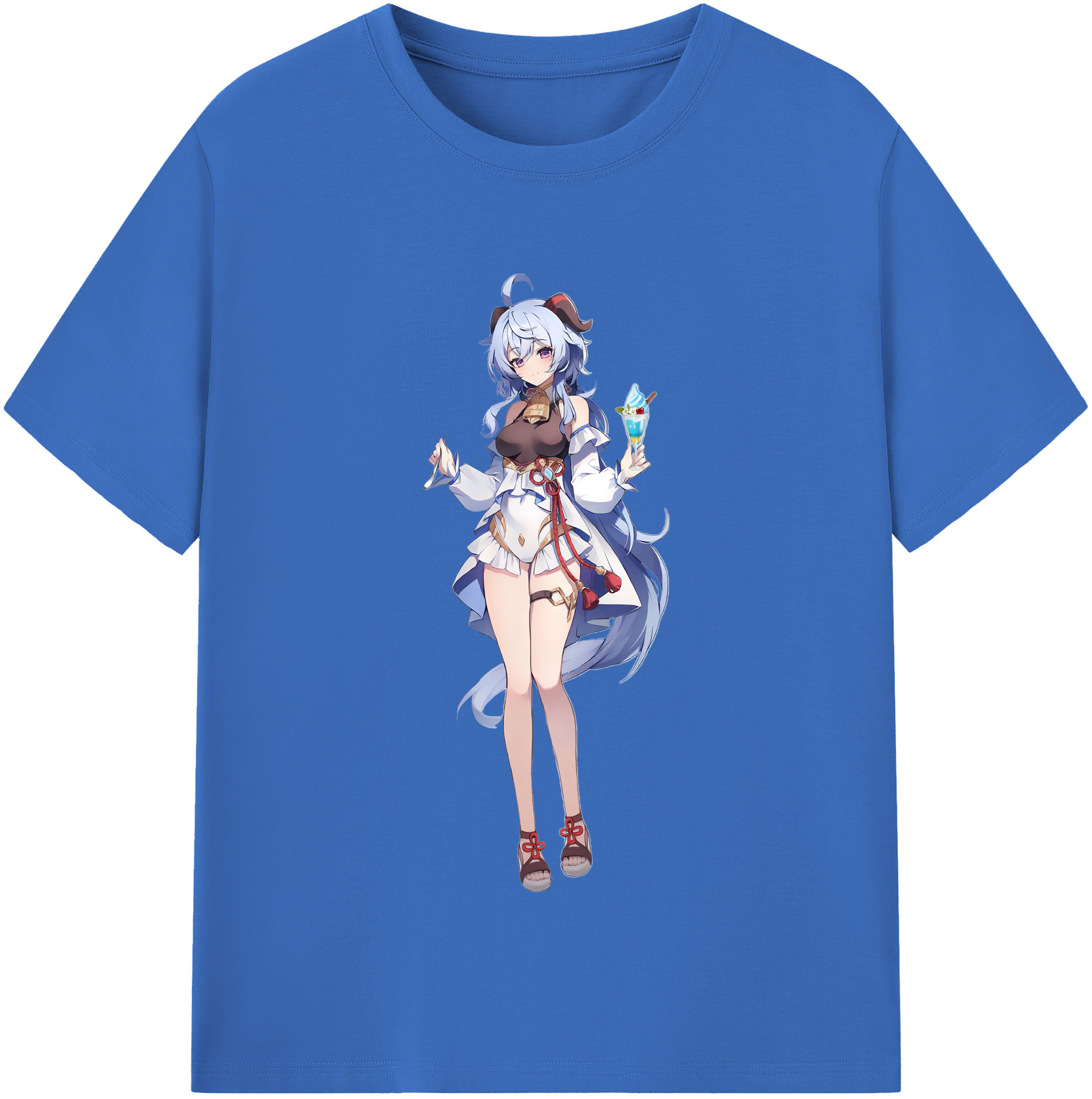 げんし神 甘雨 かんう genshin Ganyu 綿100％半袖Tシャツ（フロントプリント）