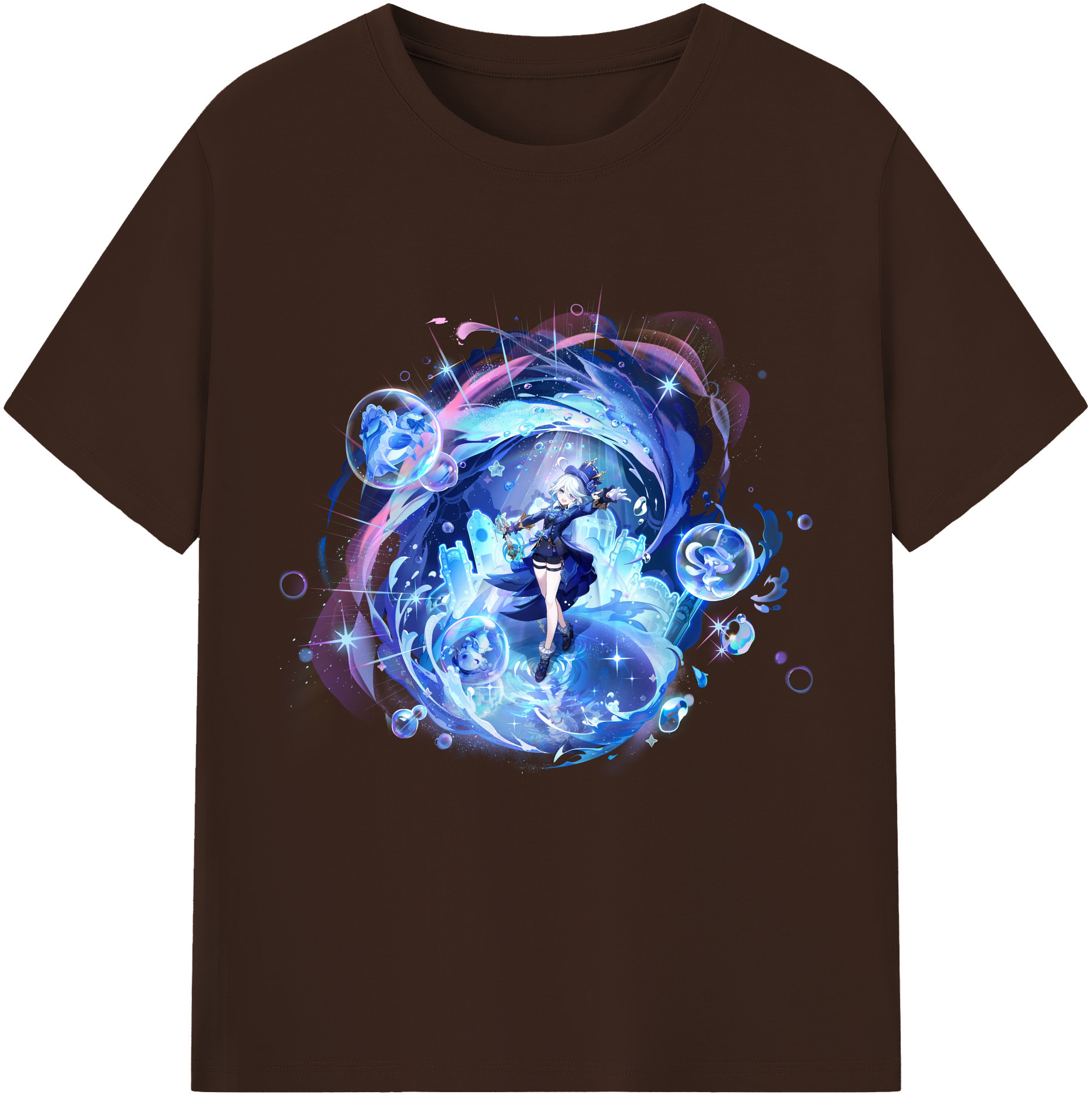 げんし神 フリーナ genshin Furina 綿100％半袖Tシャツ（フロントプリント）