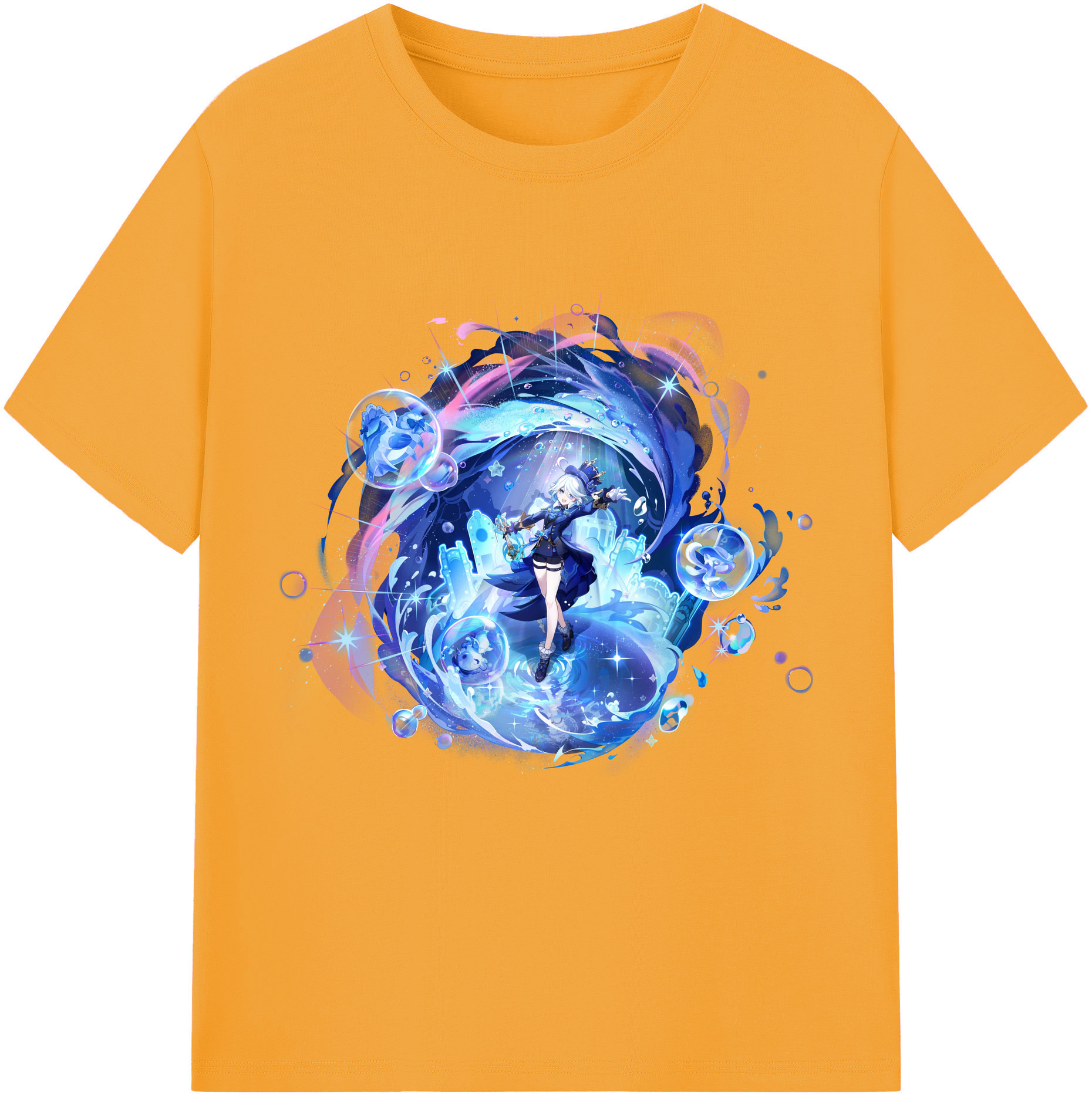 げんし神 フリーナ genshin Furina 綿100％半袖Tシャツ（フロントプリント）
