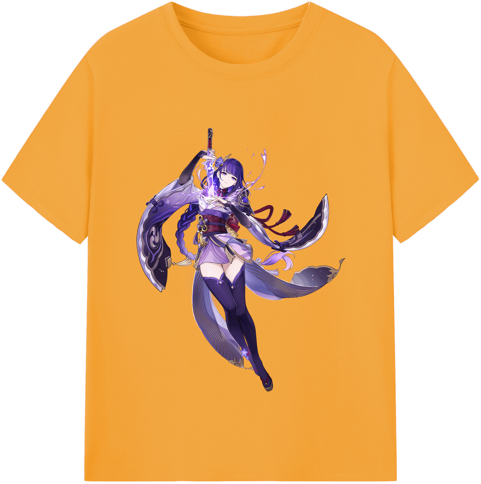 げんし神 雷電将軍 らいでんしょうぐん genshin Raiden Shogun 綿100％半袖Tシャツ（フロントプリント）