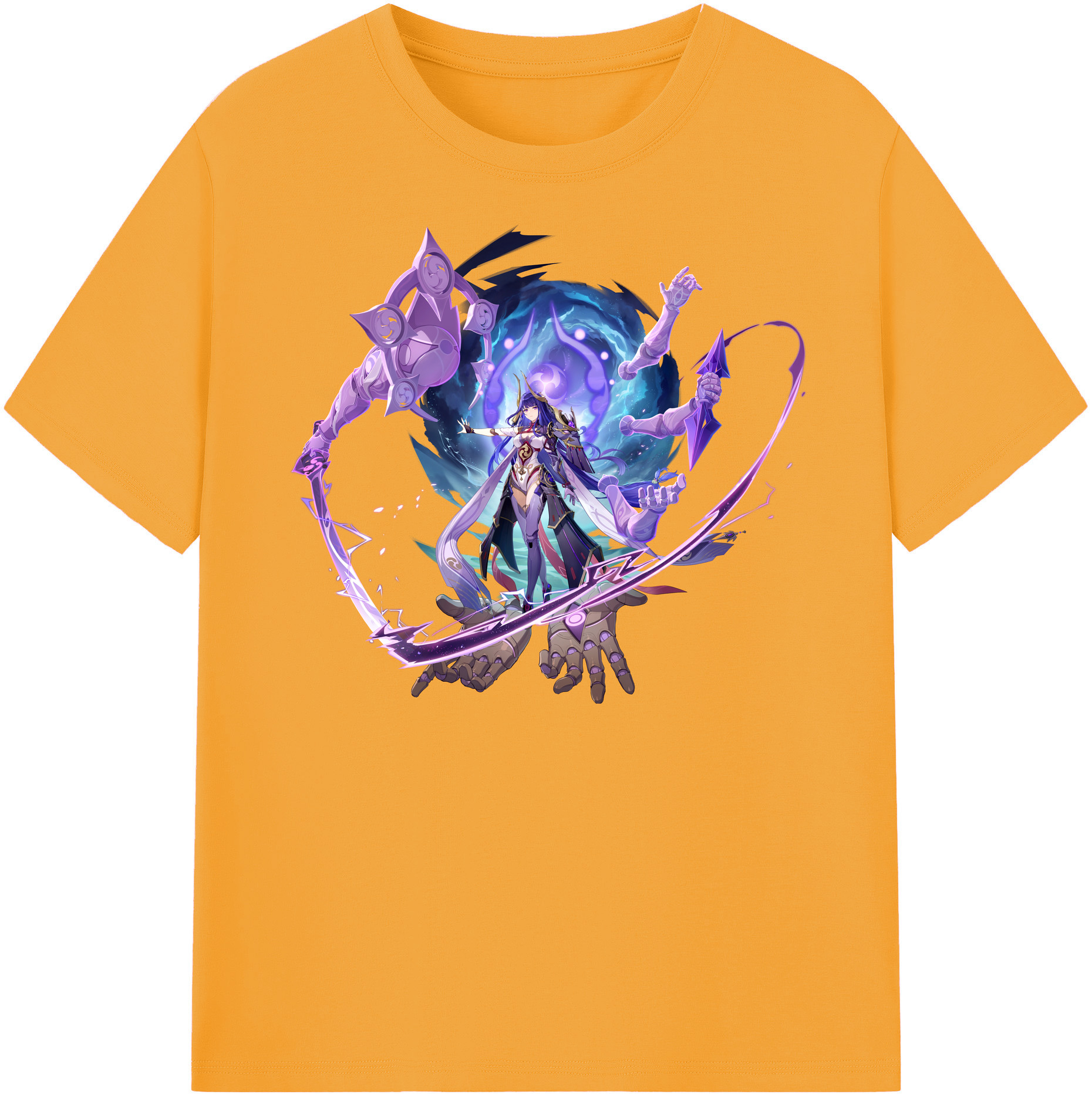 げんし神 雷電将軍 らいでんしょうぐん genshin Raiden Shogun 綿100％半袖Tシャツ（フロントプリント）