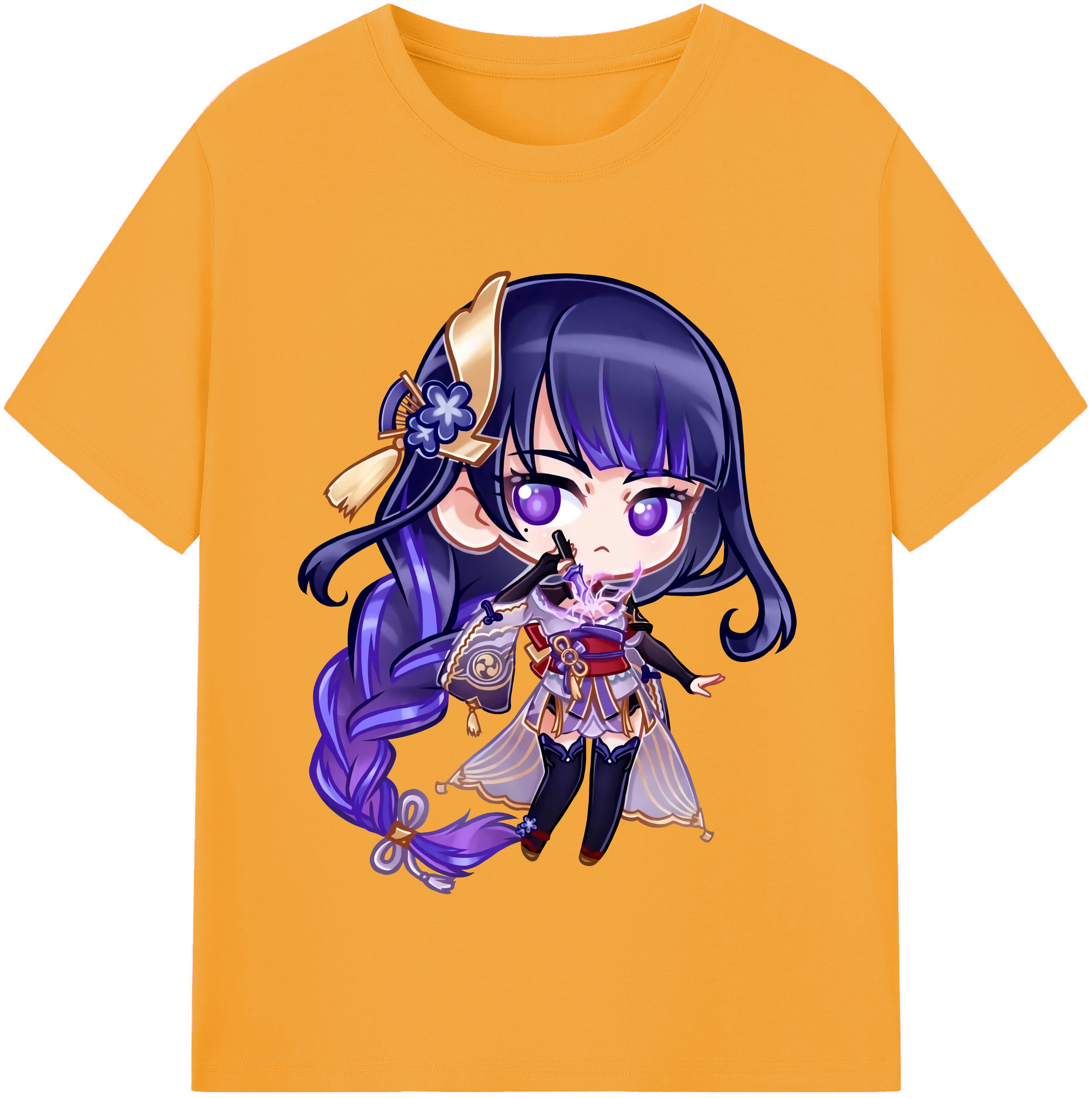 げんし神 雷電将軍 らいでんしょうぐん genshin Raiden Shogun 綿100％半袖Tシャツ（フロントプリント）