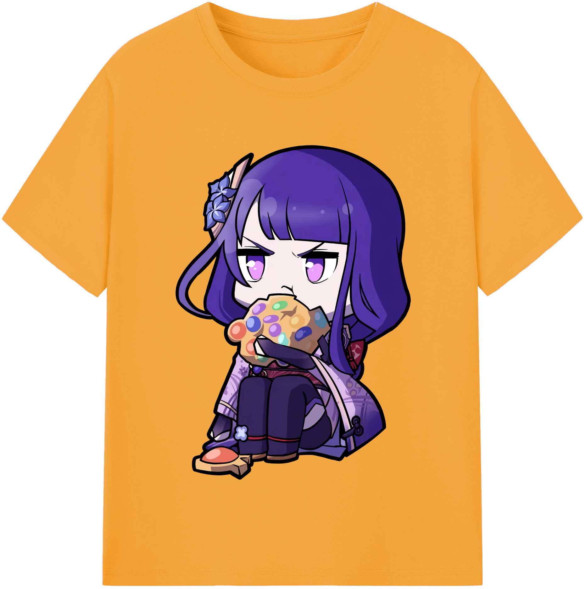 げんし神 雷電将軍 らいでんしょうぐん genshin Raiden Shogun 綿100％半袖Tシャツ（フロントプリント）