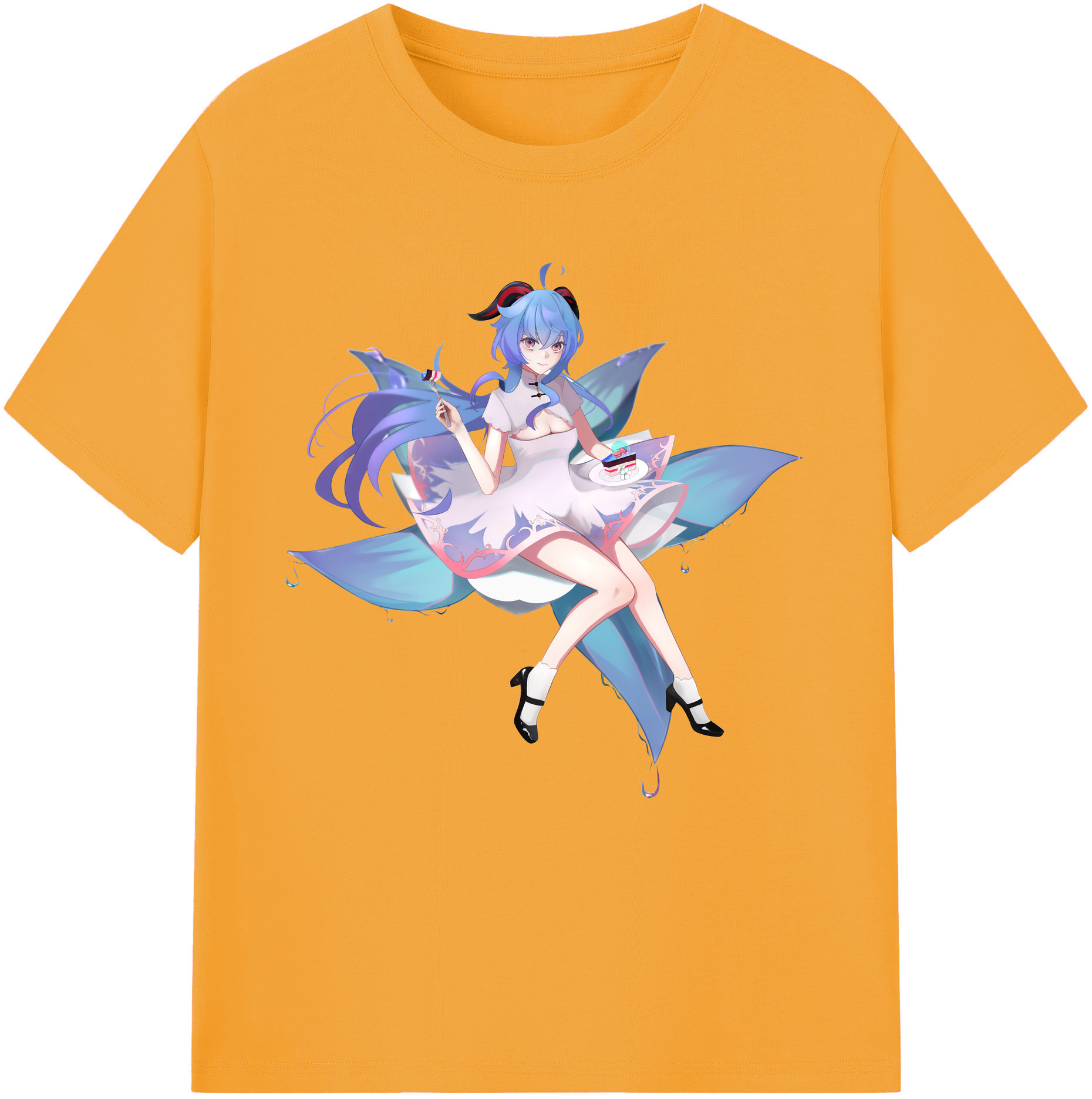 げんし神 甘雨 かんう genshin Ganyu 綿100％半袖Tシャツ（フロントプリント）