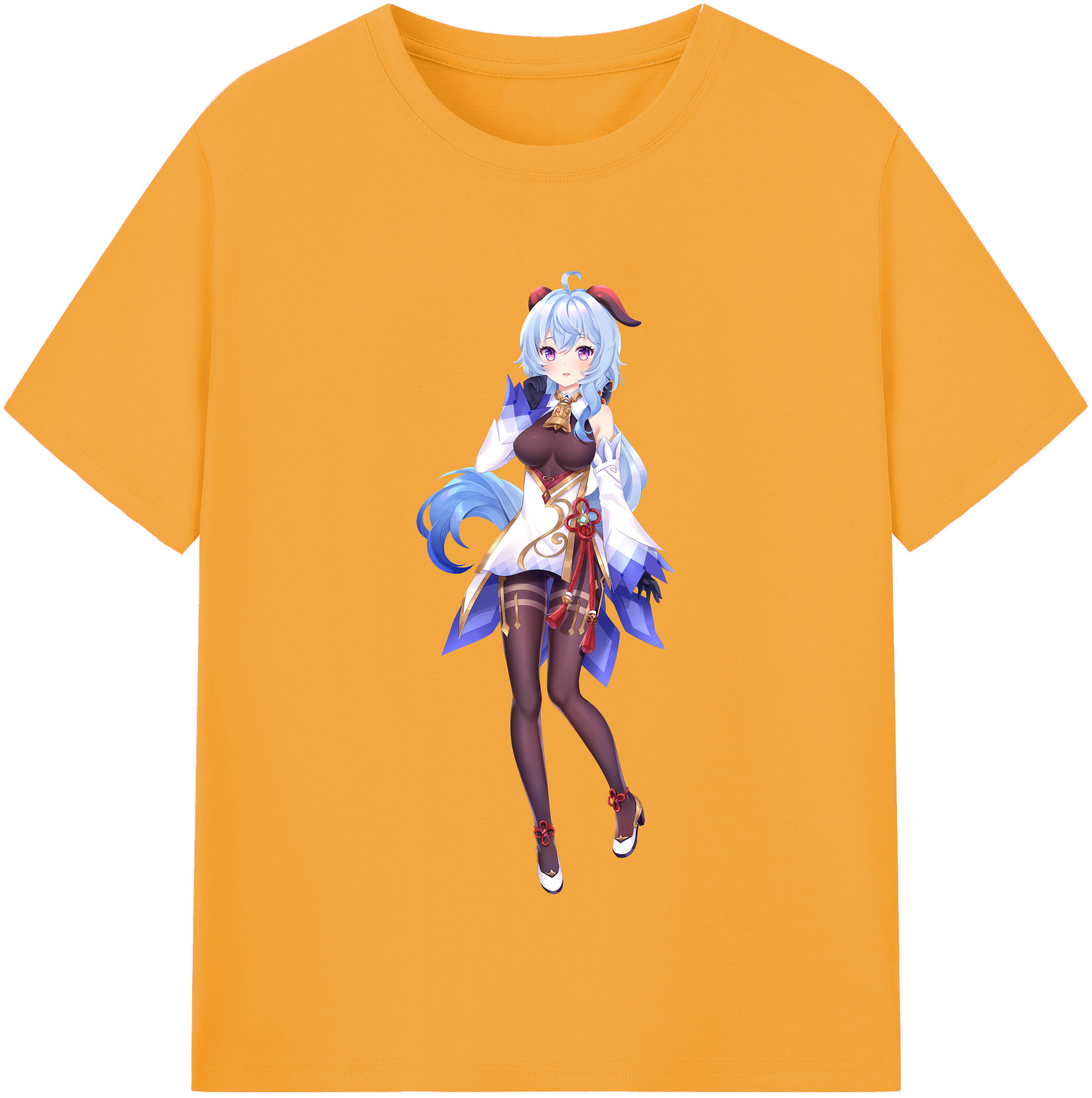 げんし神 甘雨 かんう genshin Ganyu 綿100％半袖Tシャツ（フロントプリント）