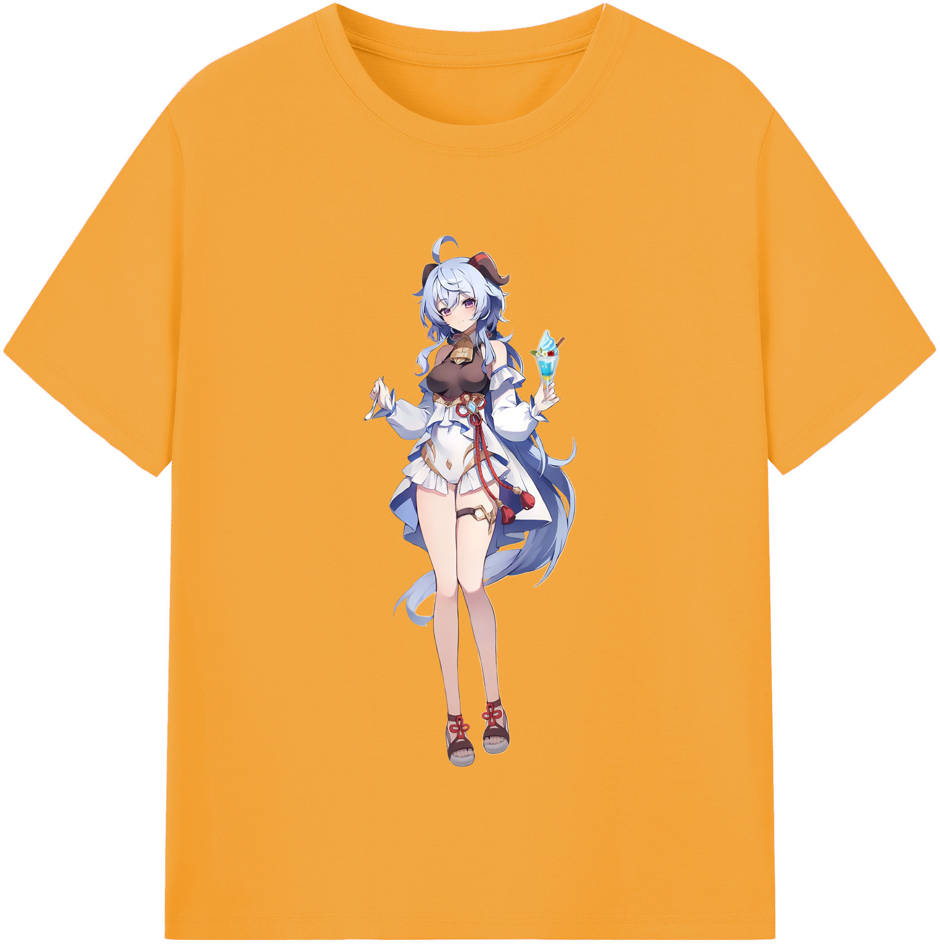 げんし神 甘雨 かんう genshin Ganyu 綿100％半袖Tシャツ（フロントプリント）