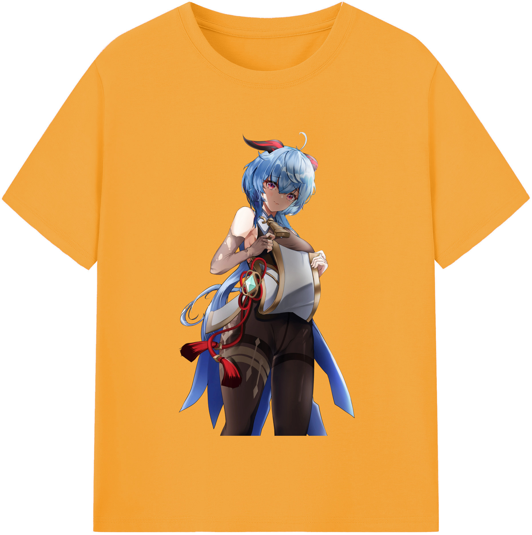 げんし神 甘雨 かんう genshin Ganyu 綿100％半袖Tシャツ（フロントプリント）