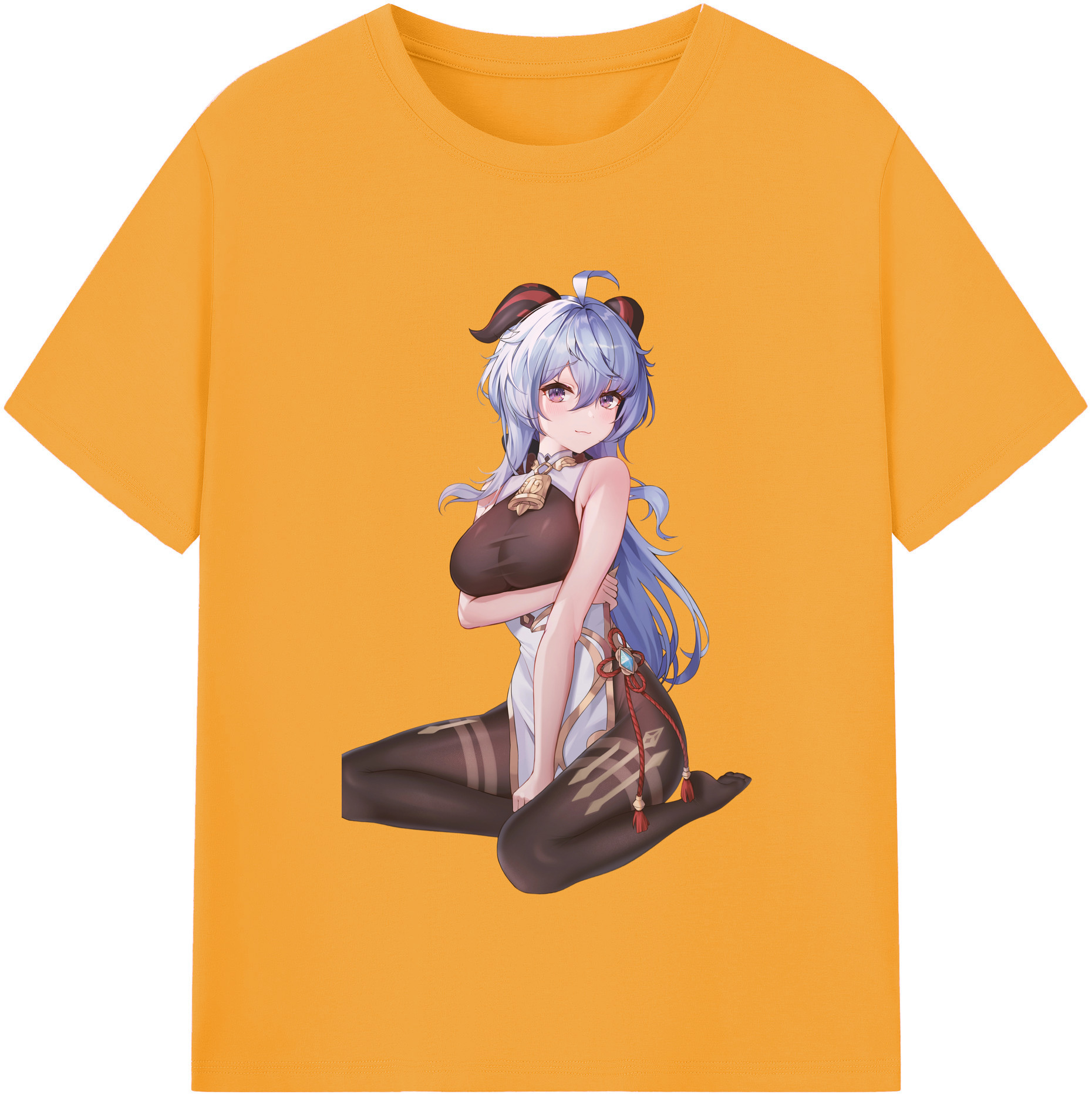 げんし神 甘雨 かんう genshin Ganyu 綿100％半袖Tシャツ（フロントプリント）