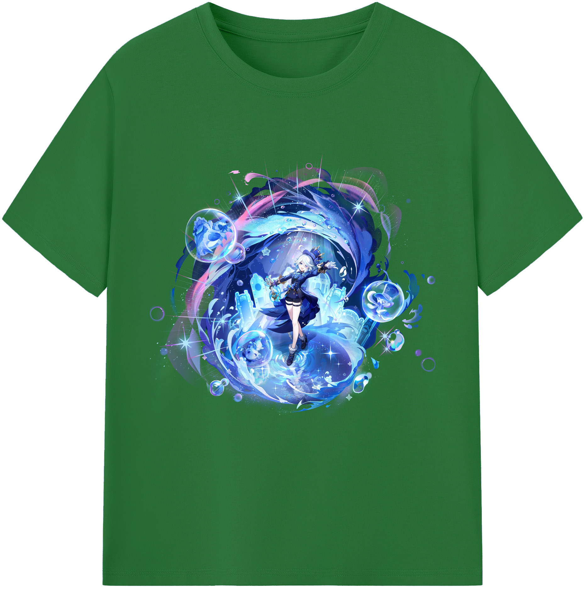 げんし神 フリーナ genshin Furina 綿100％半袖Tシャツ（フロントプリント）