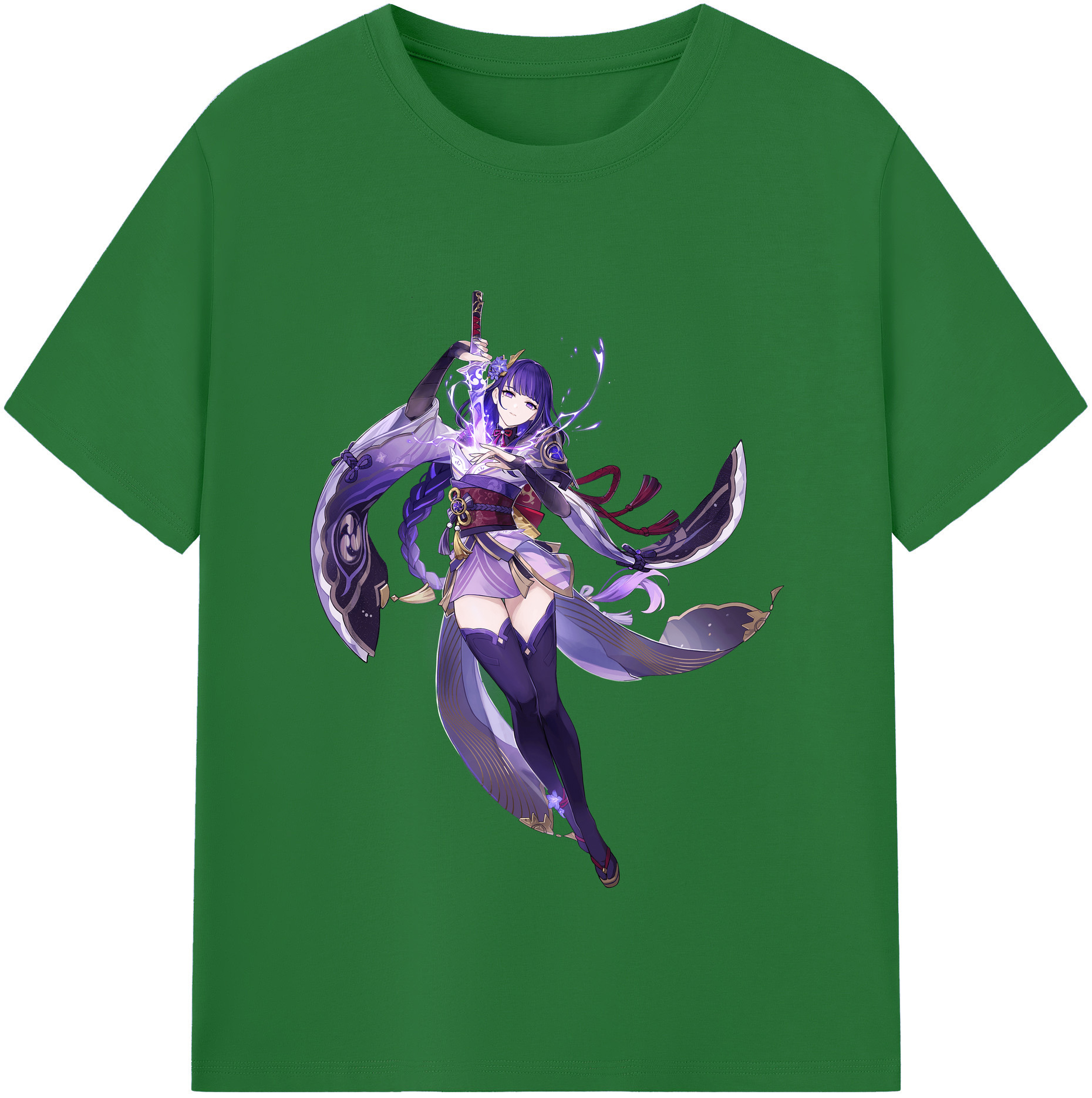 げんし神 雷電将軍 らいでんしょうぐん genshin Raiden Shogun 綿100％半袖Tシャツ（フロントプリント）