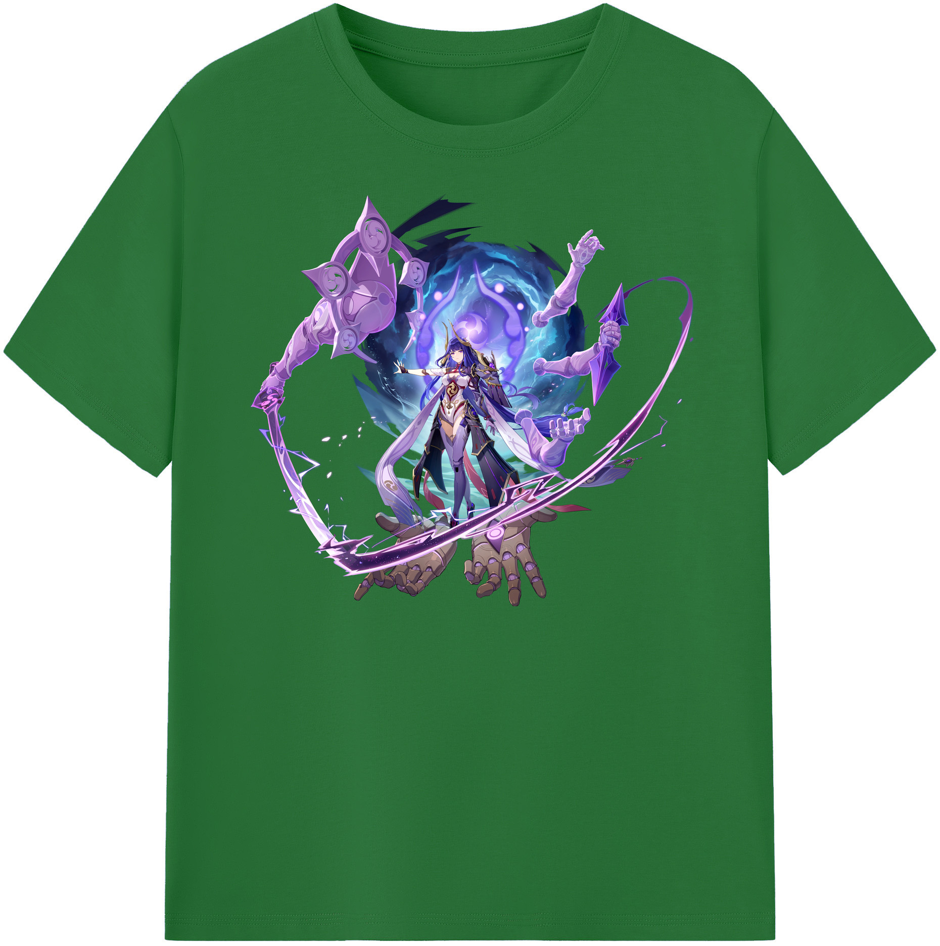 げんし神 雷電将軍 らいでんしょうぐん genshin Raiden Shogun 綿100％半袖Tシャツ（フロントプリント）